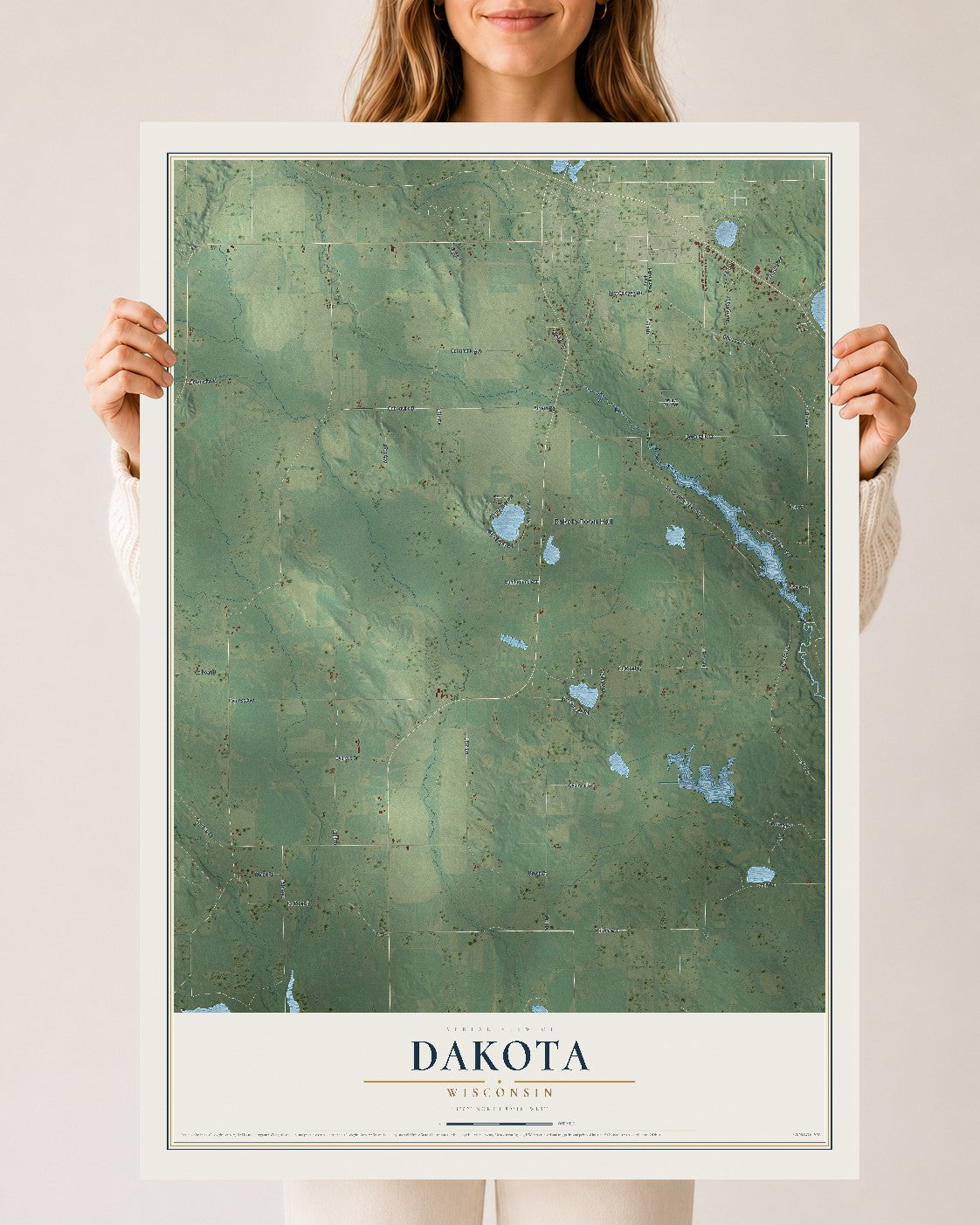 Map of Dakota, Wisconsin, 24 x 36 inch unframed archival matte print