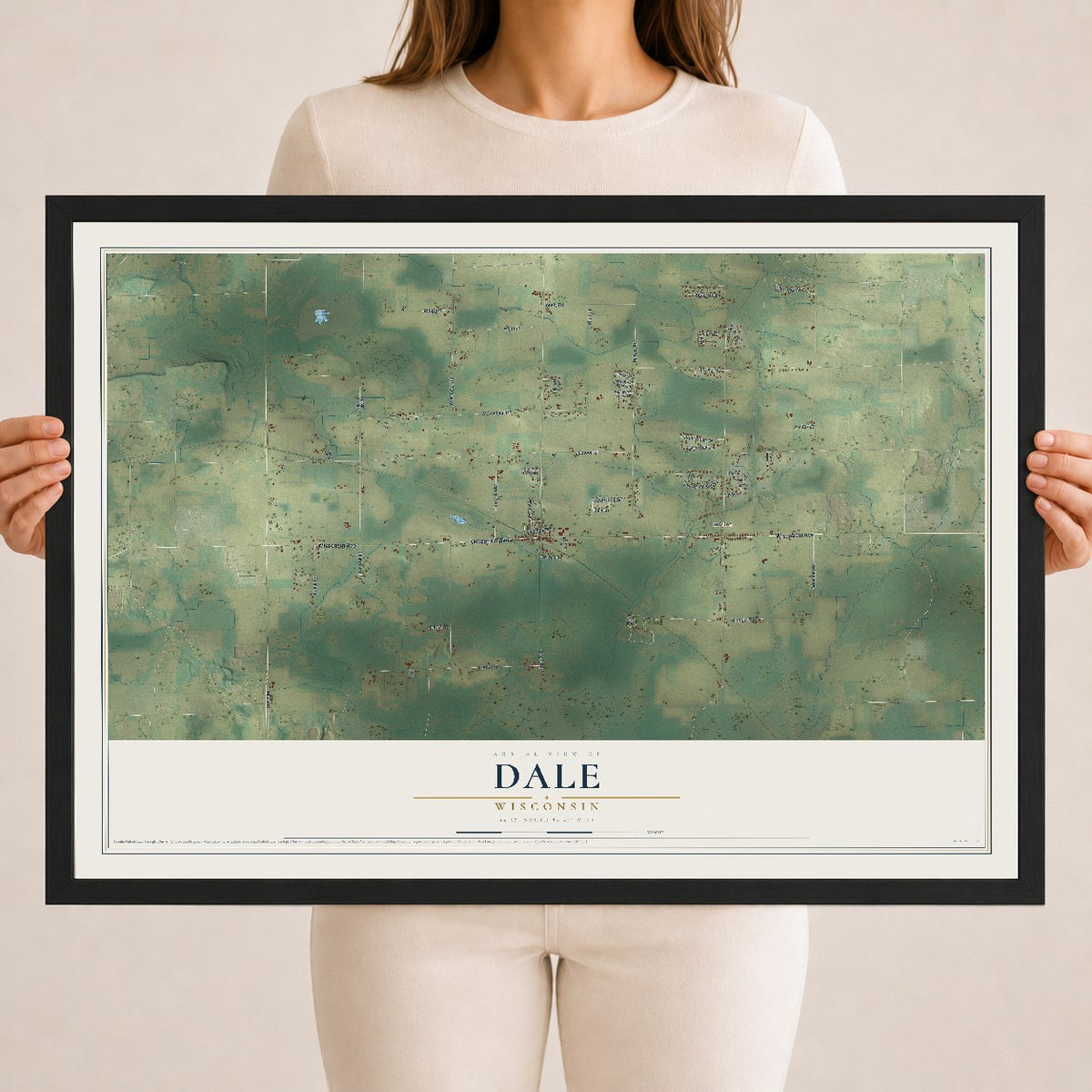 Map of Dale, Wisconsin, 18 x 24 inch print in a black wood frame