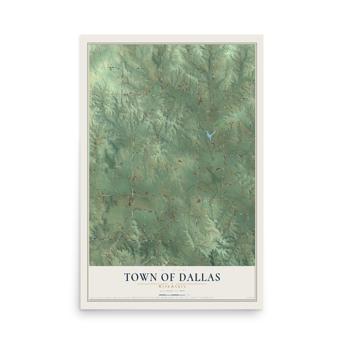 Map of the Town of Dallas, Wisconsin, 12 x 18 inch unframed archival matte print