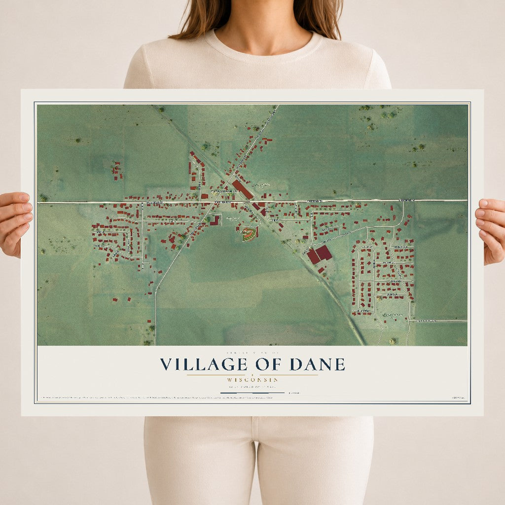 Map of Dane, Wisconsin, 18 x 24 inch unframed archival matte print