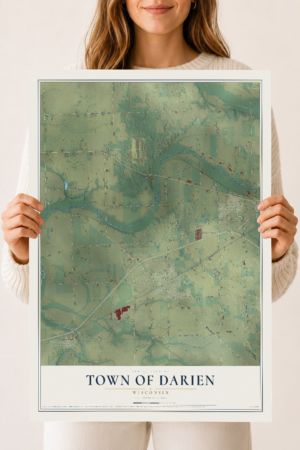 Map of the Town of Darien, Wisconsin, 18 x 24 inch unframed archival matte print