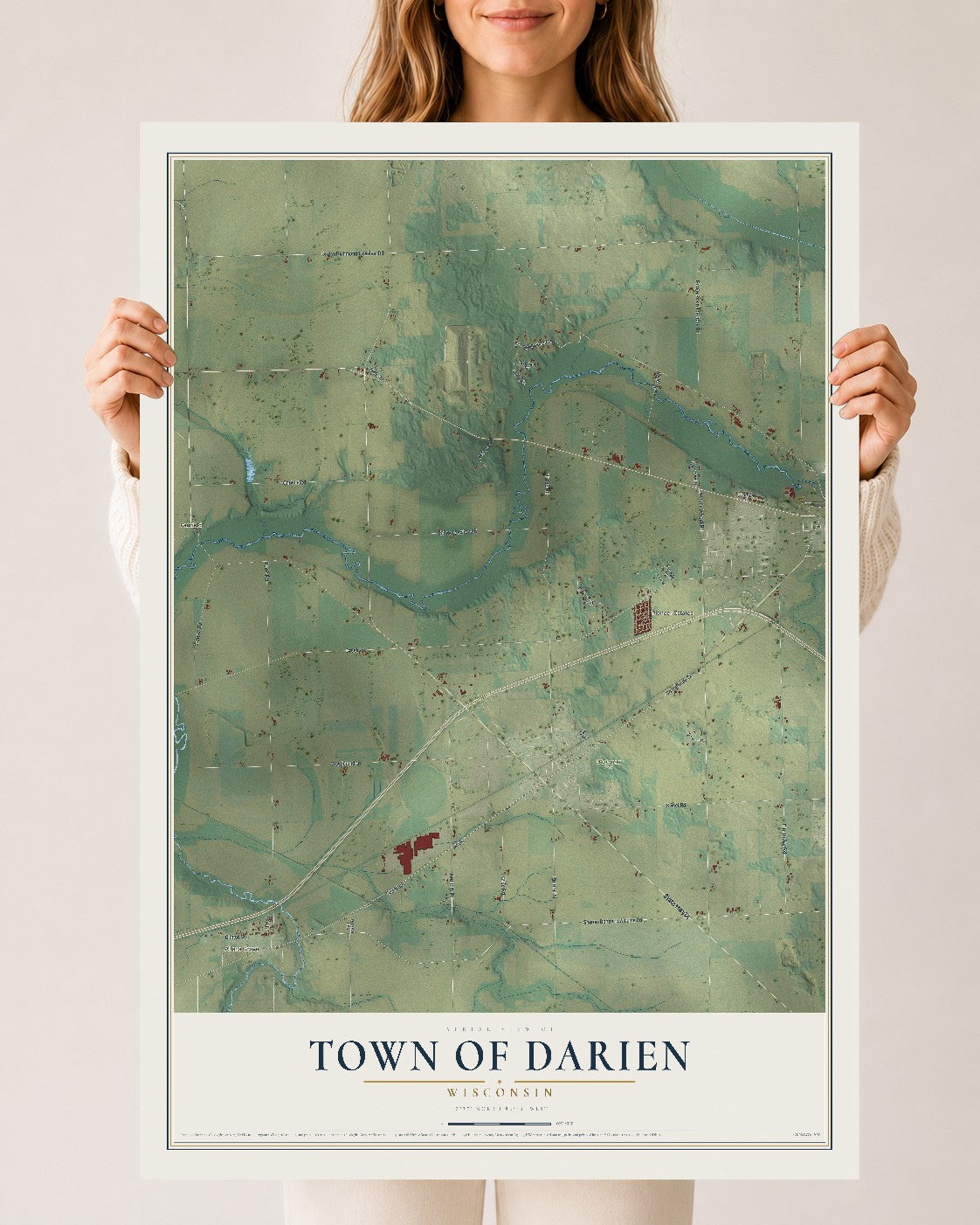 Map of the Town of Darien, Wisconsin, 24 x 36 inch unframed archival matte print
