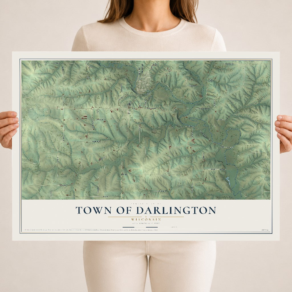 Map of the Town of Darlington, Wisconsin, 18 x 24 inch unframed archival matte print