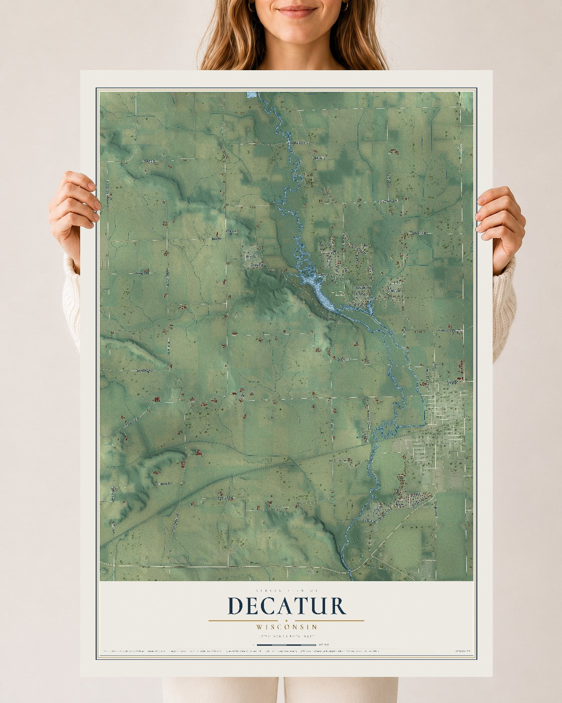 Map of Decatur, Wisconsin, 24 x 36 inch unframed archival matte print
