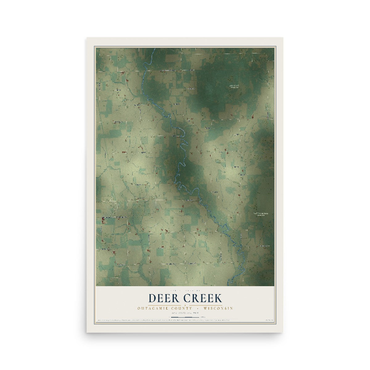 Map of Deer Creek, Outagamie County, Wisconsin, 12 x 18 inch unframed archival matte print