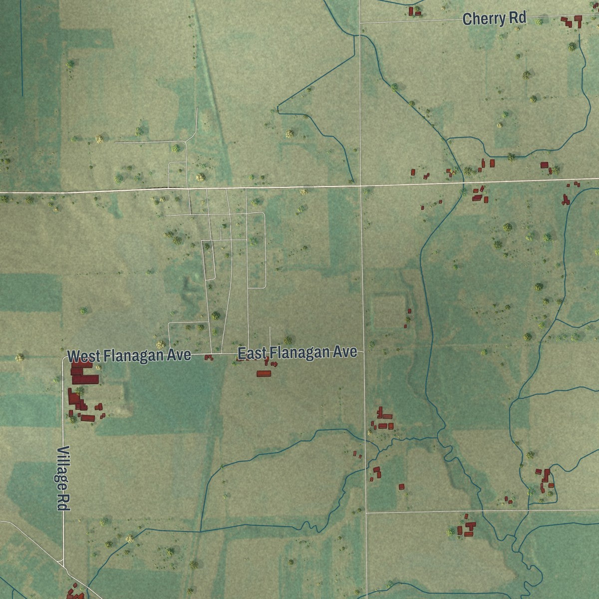Close-up of the map of Deer Creek, Outagamie County, Wisconsin print showing street and building detail