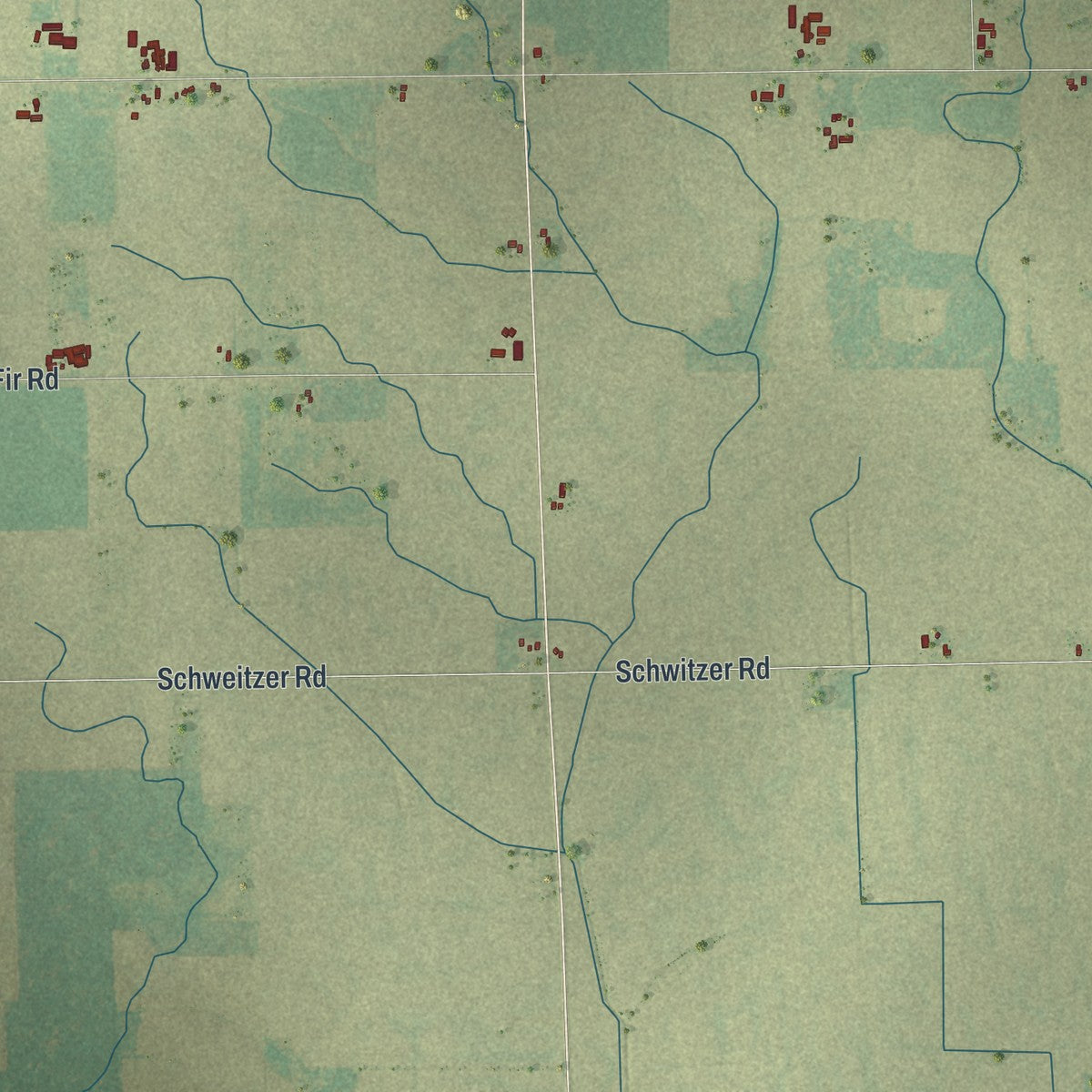 Second close-up of the map of Deer Creek, Outagamie County, Wisconsin print showing more streets and buildings