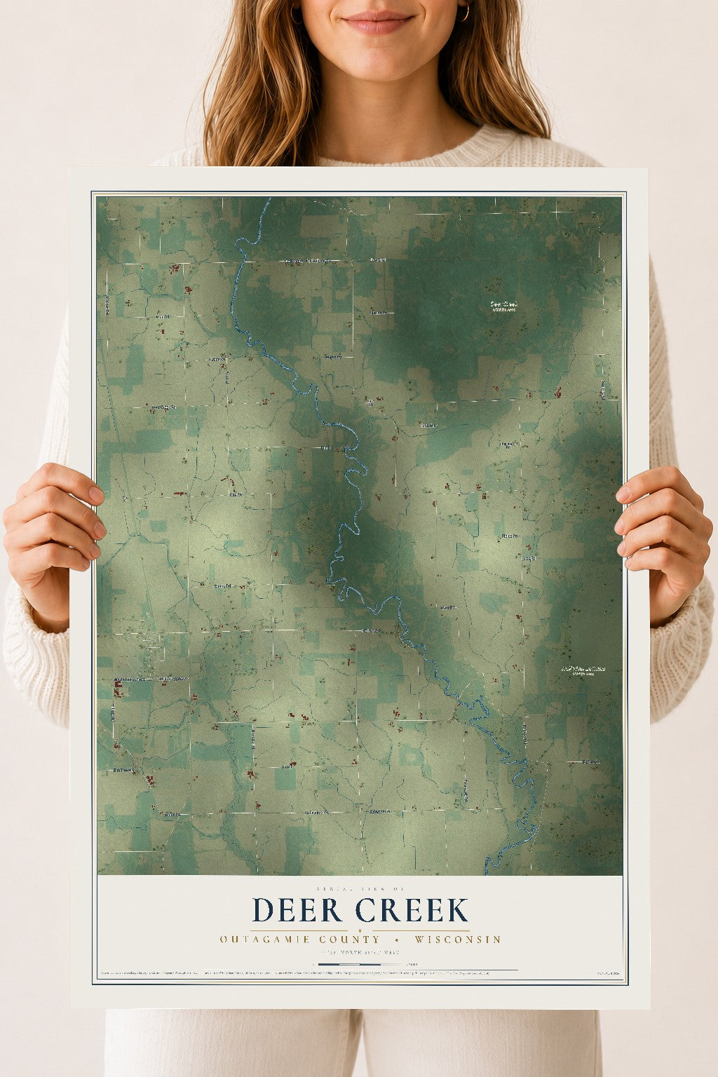 Map of Deer Creek, Outagamie County, Wisconsin, 18 x 24 inch unframed archival matte print