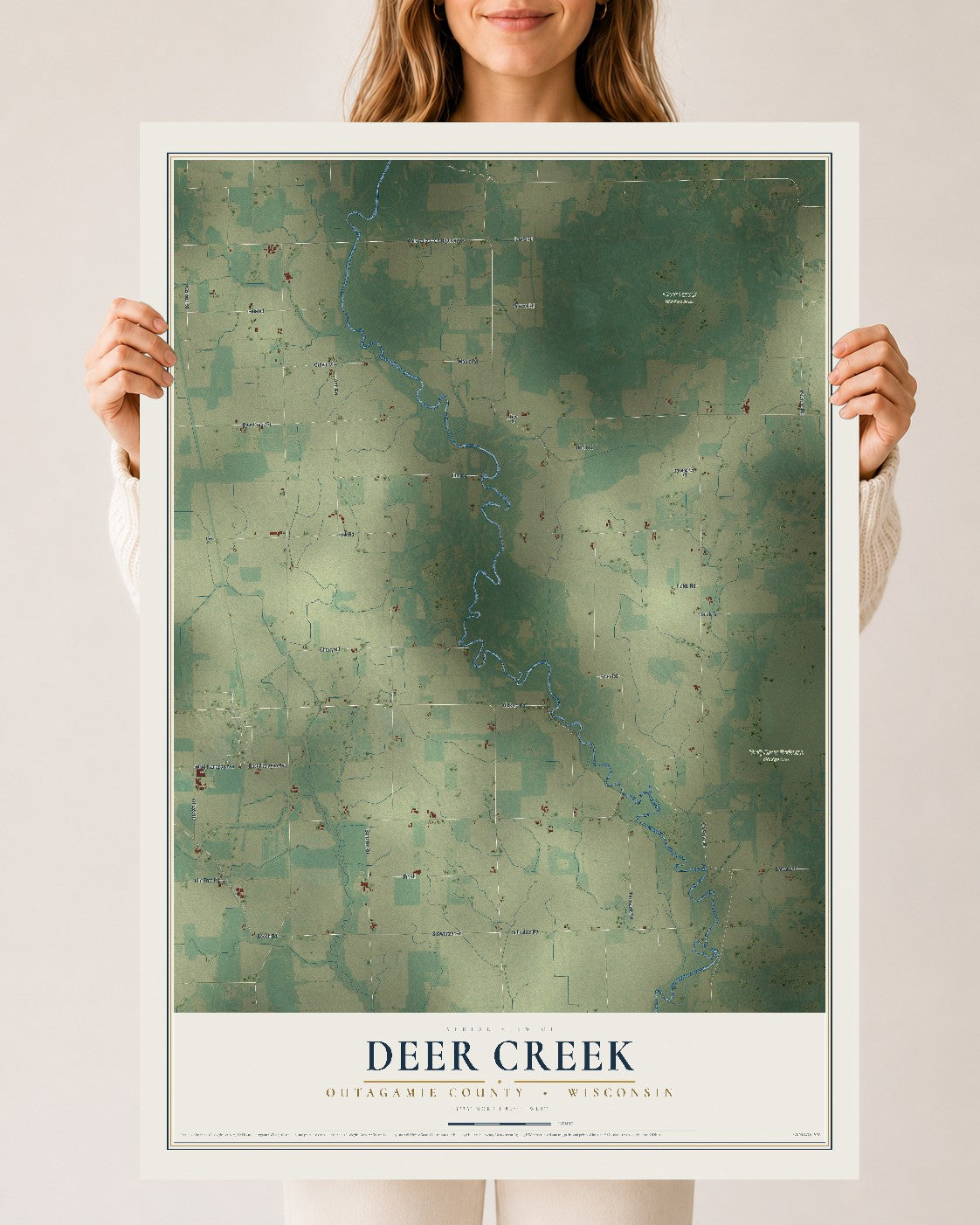 Map of Deer Creek, Outagamie County, Wisconsin, 24 x 36 inch unframed archival matte print