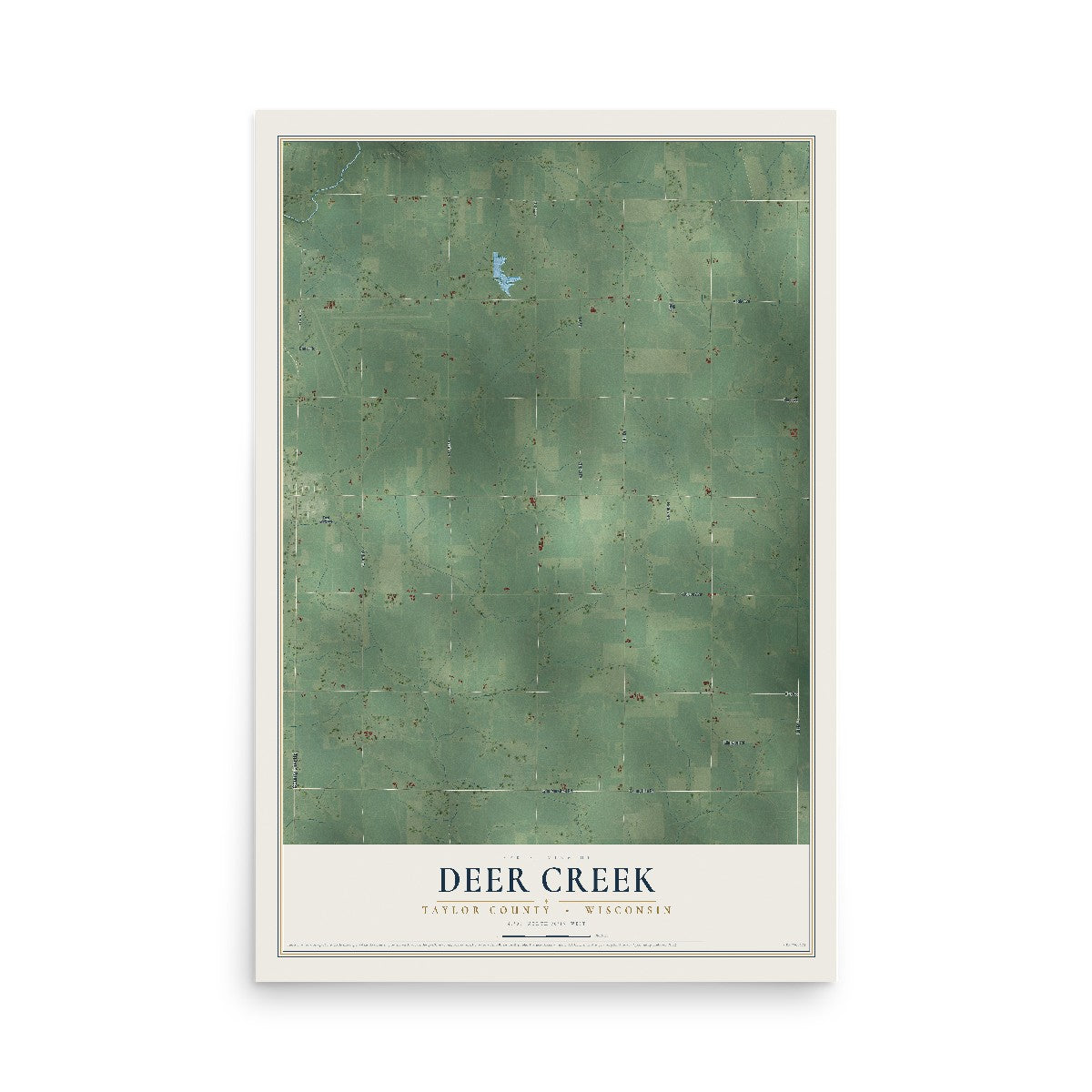 Map of Deer Creek, Taylor County, Wisconsin, 12 x 18 inch unframed archival matte print