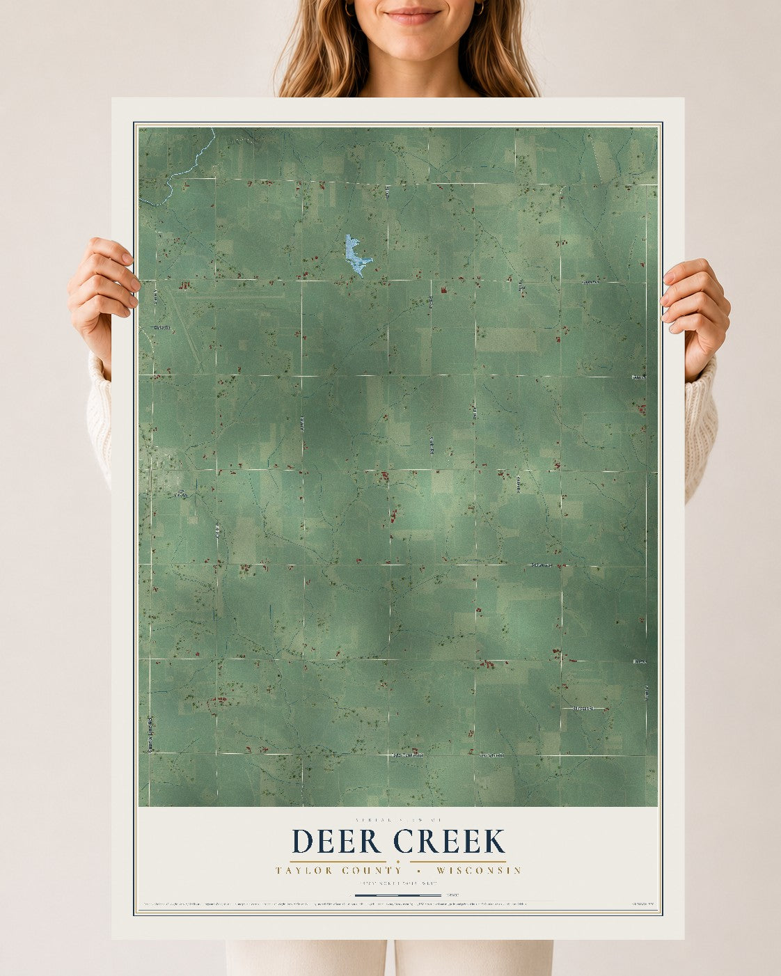 Map of Deer Creek, Taylor County, Wisconsin, 24 x 36 inch unframed archival matte print