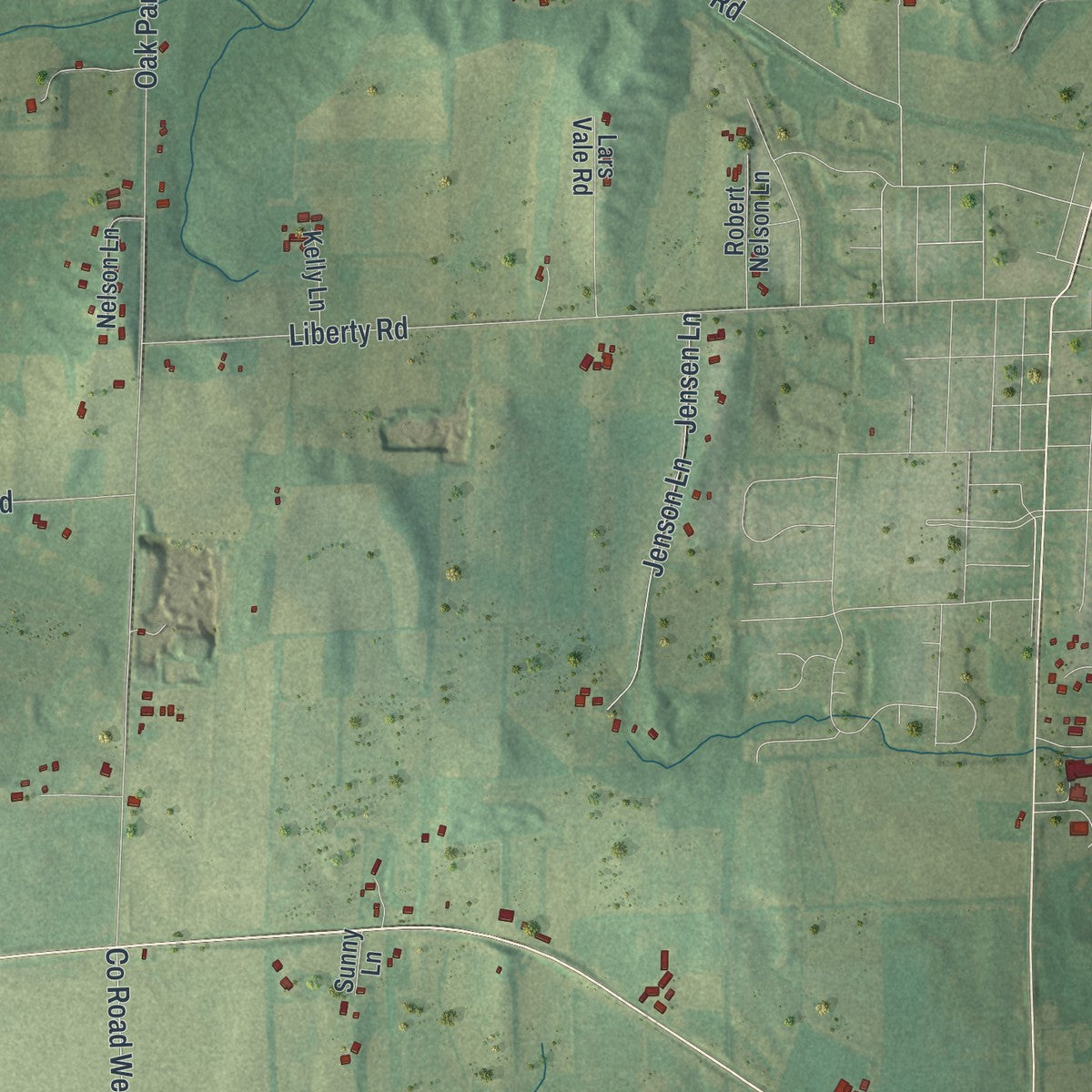 Close-up of the map of the Town of Deerfield, Dane County, Wisconsin print showing street and building detail
