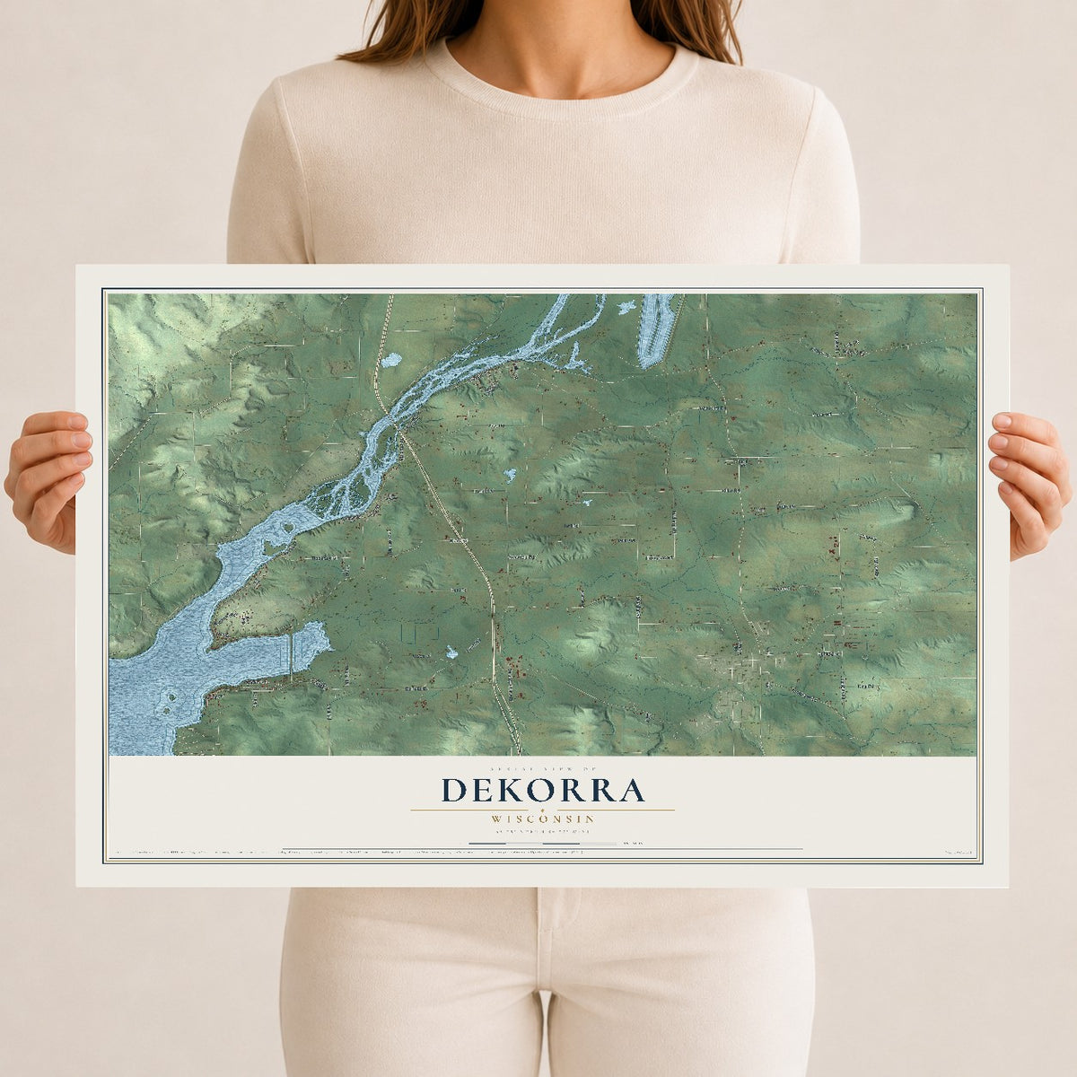 Map of Dekorra, Wisconsin, 12 x 18 inch unframed archival matte print