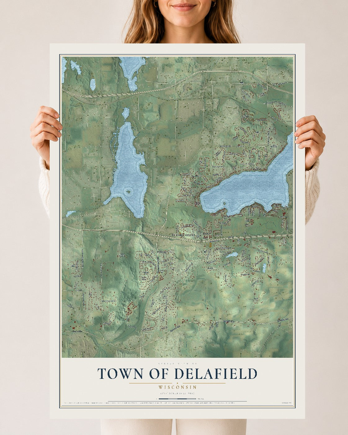 Map of the Town of Delafield, Wisconsin, 24 x 36 inch unframed archival matte print