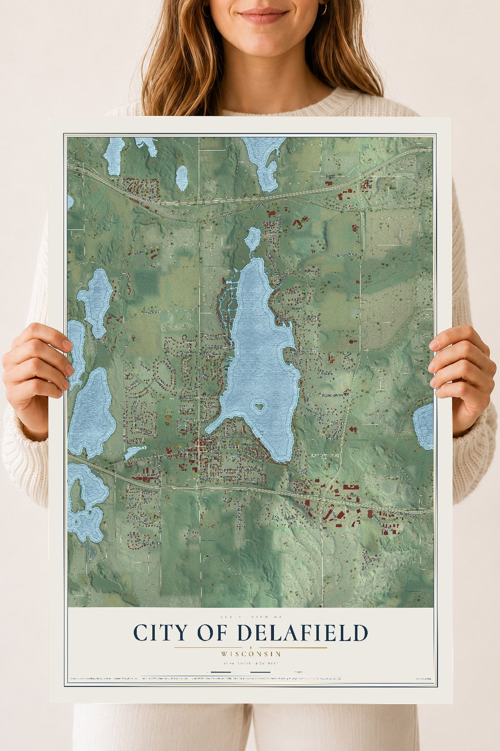 Map of Delafield, Wisconsin, 18 x 24 inch unframed archival matte print