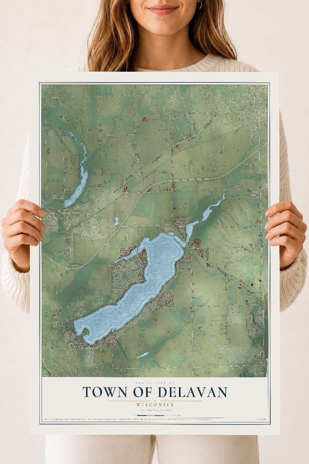 Map of the Town of Delavan, Wisconsin, 18 x 24 inch unframed archival matte print