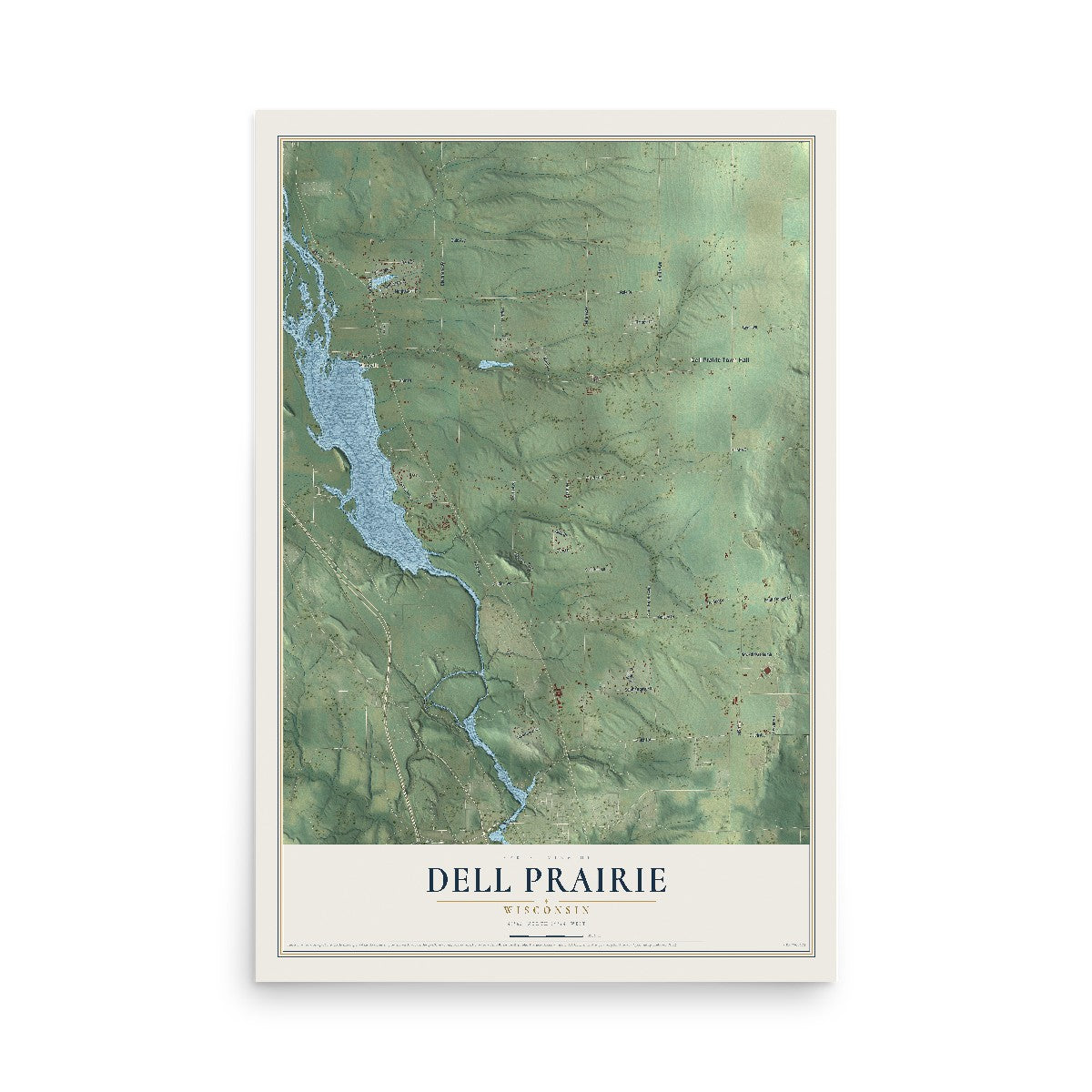 Map of Dell Prairie, Wisconsin, 12 x 18 inch unframed archival matte print