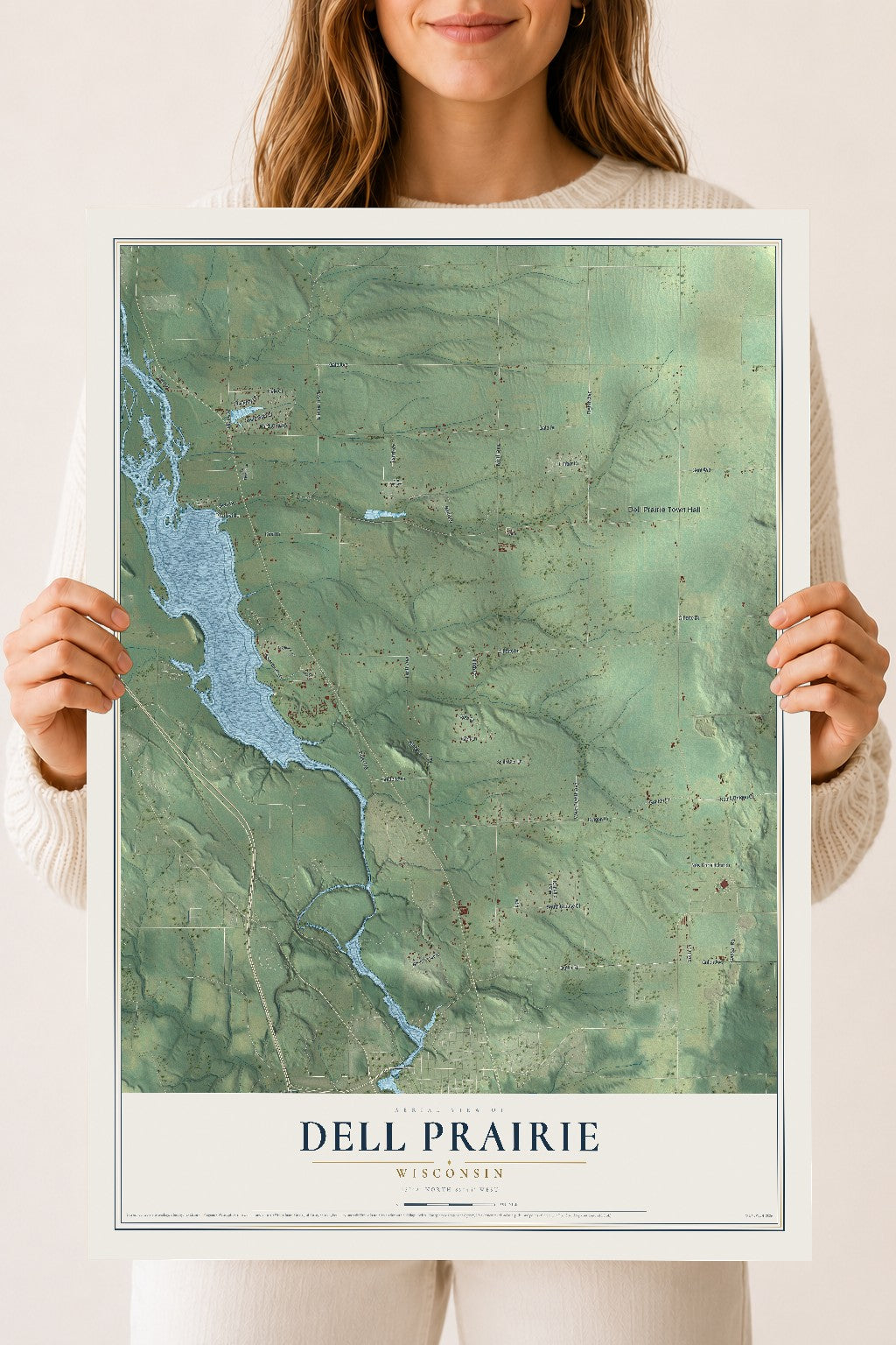 Map of Dell Prairie, Wisconsin, 18 x 24 inch unframed archival matte print