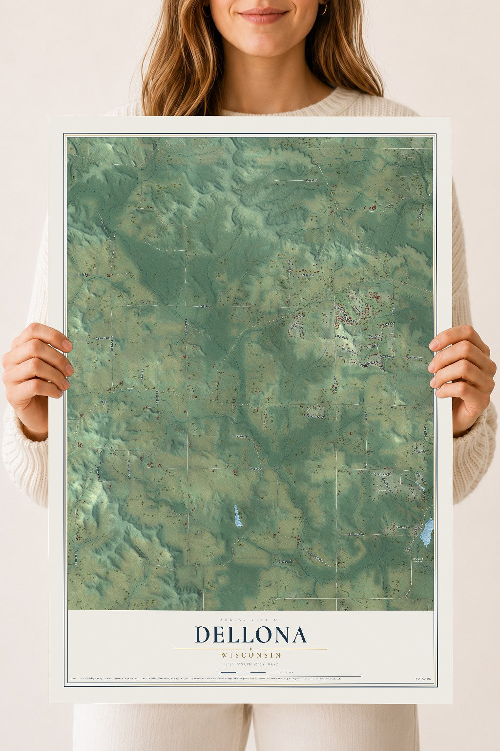 Map of Dellona, Wisconsin, 18 x 24 inch unframed archival matte print
