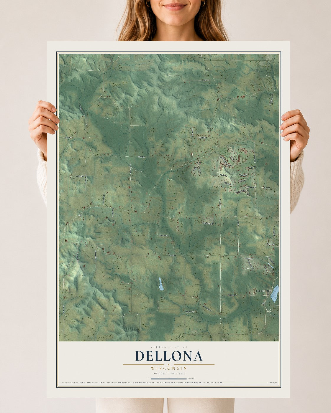 Map of Dellona, Wisconsin, 24 x 36 inch unframed archival matte print
