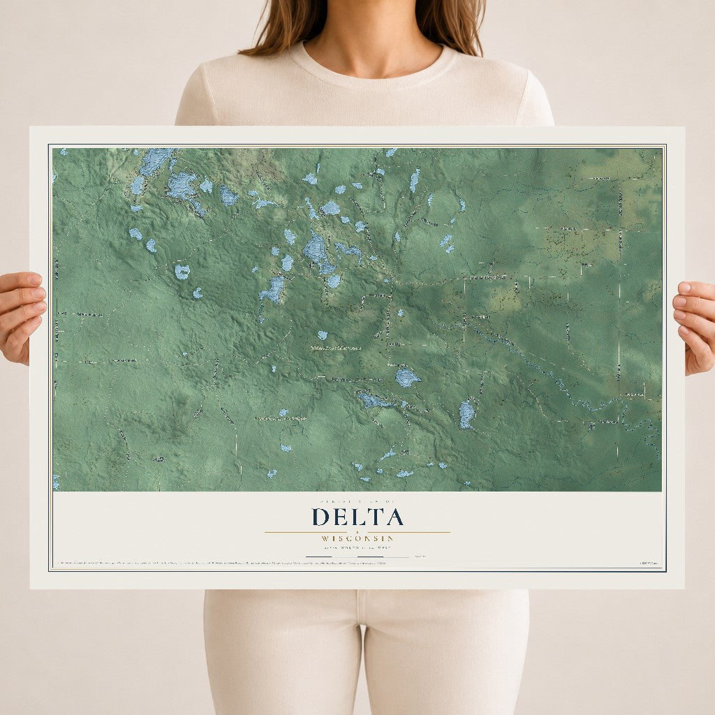 Map of Delta, Wisconsin, 18 x 24 inch unframed archival matte print