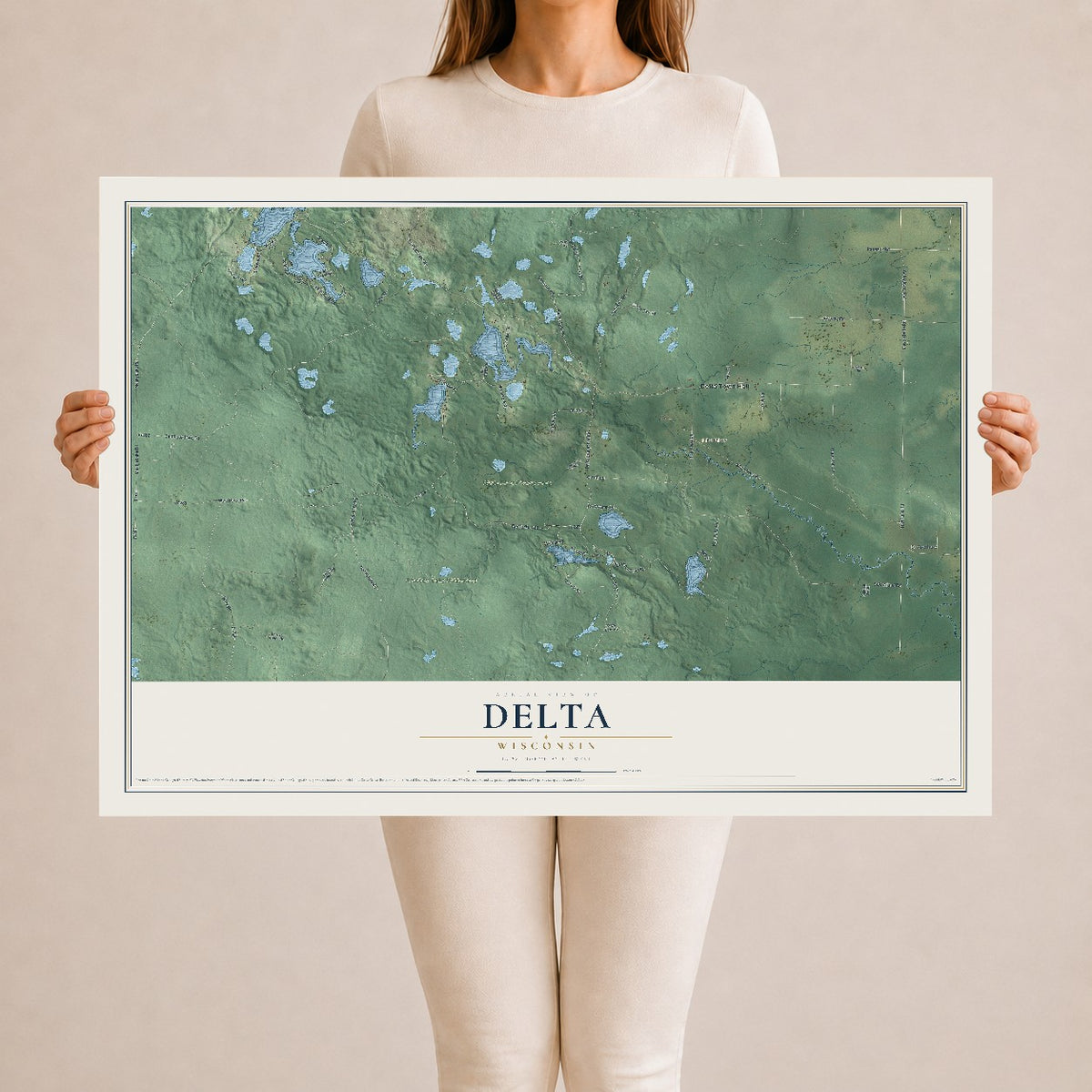 Map of Delta, Wisconsin, 24 x 36 inch unframed archival matte print
