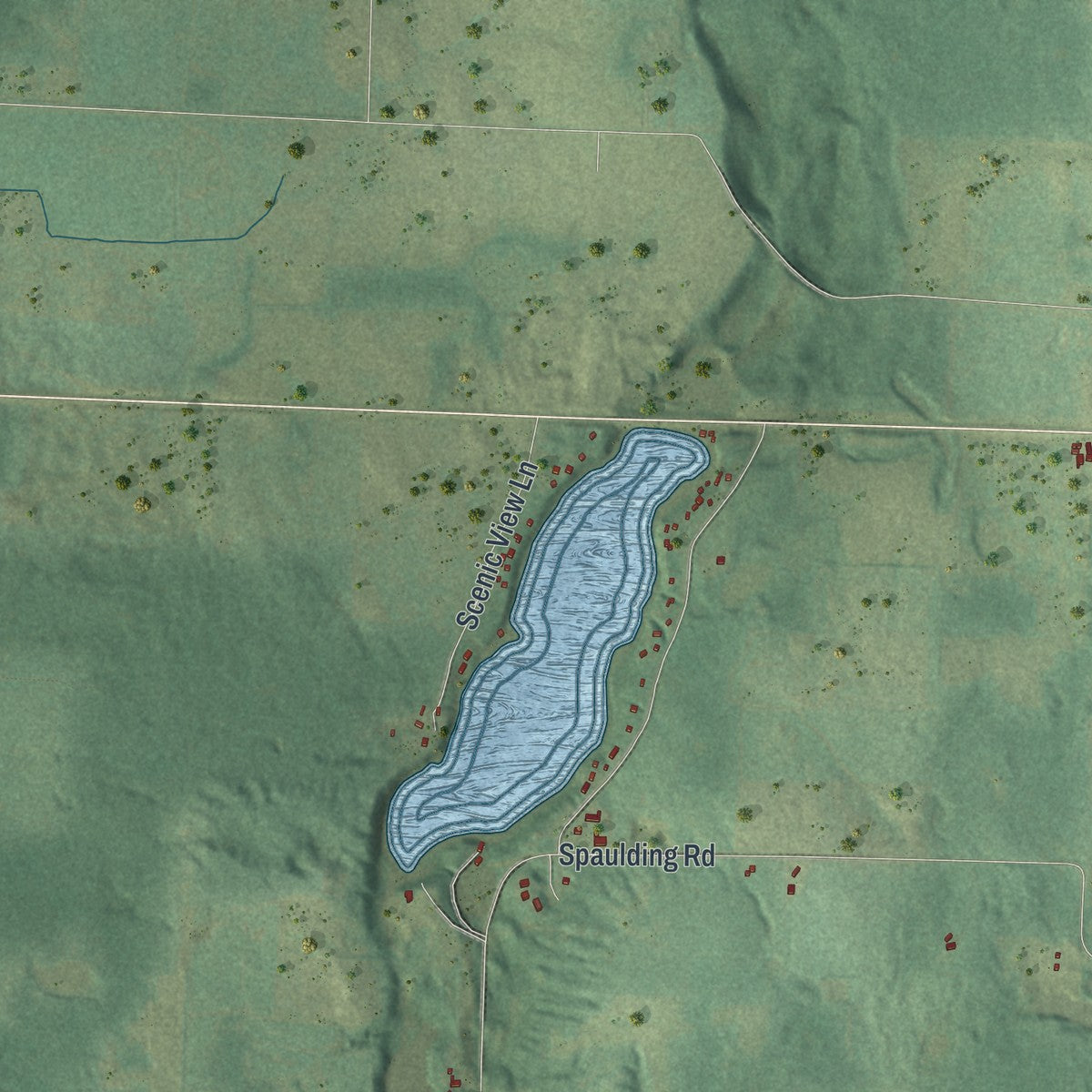 Second close-up of the map of Dewey, Burnett County, Wisconsin print showing more streets and buildings