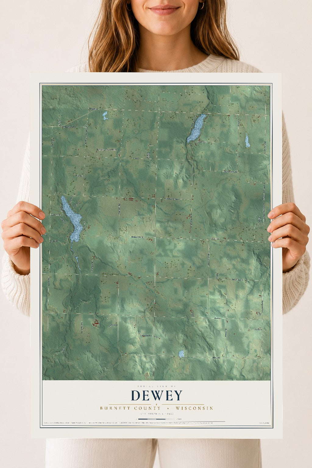 Map of Dewey, Burnett County, Wisconsin, 18 x 24 inch unframed archival matte print