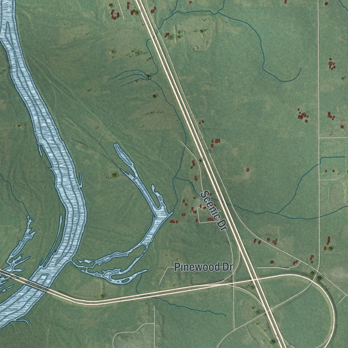 Second close-up of the map of Dewey, Portage County, Wisconsin print showing more streets and buildings