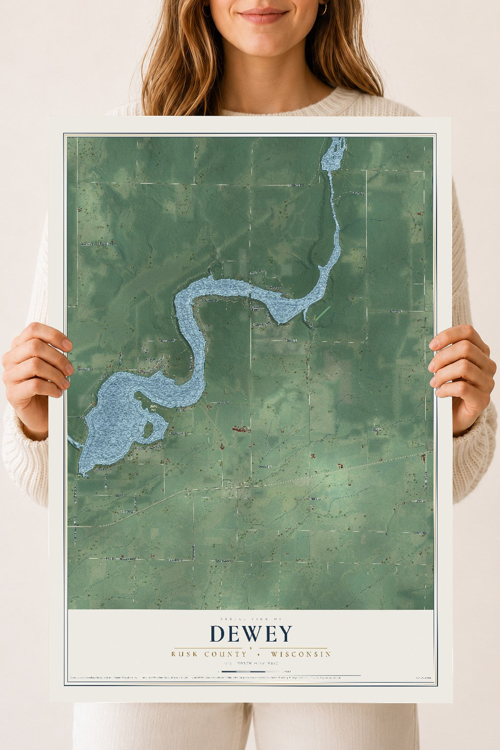 Map of Dewey, Rusk County, Wisconsin, 18 x 24 inch unframed archival matte print
