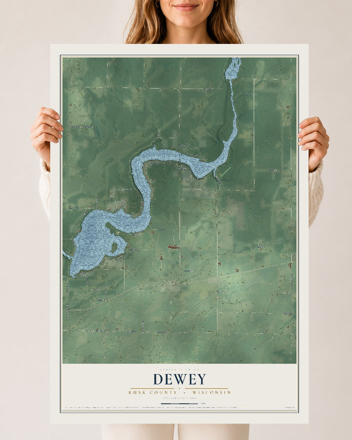 Map of Dewey, Rusk County, Wisconsin, 24 x 36 inch unframed archival matte print