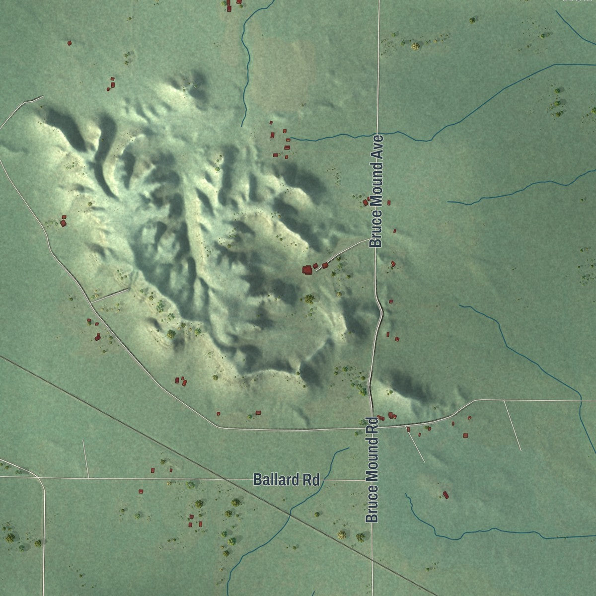 Second close-up of the map of Dewhurst, Wisconsin print showing more streets and buildings