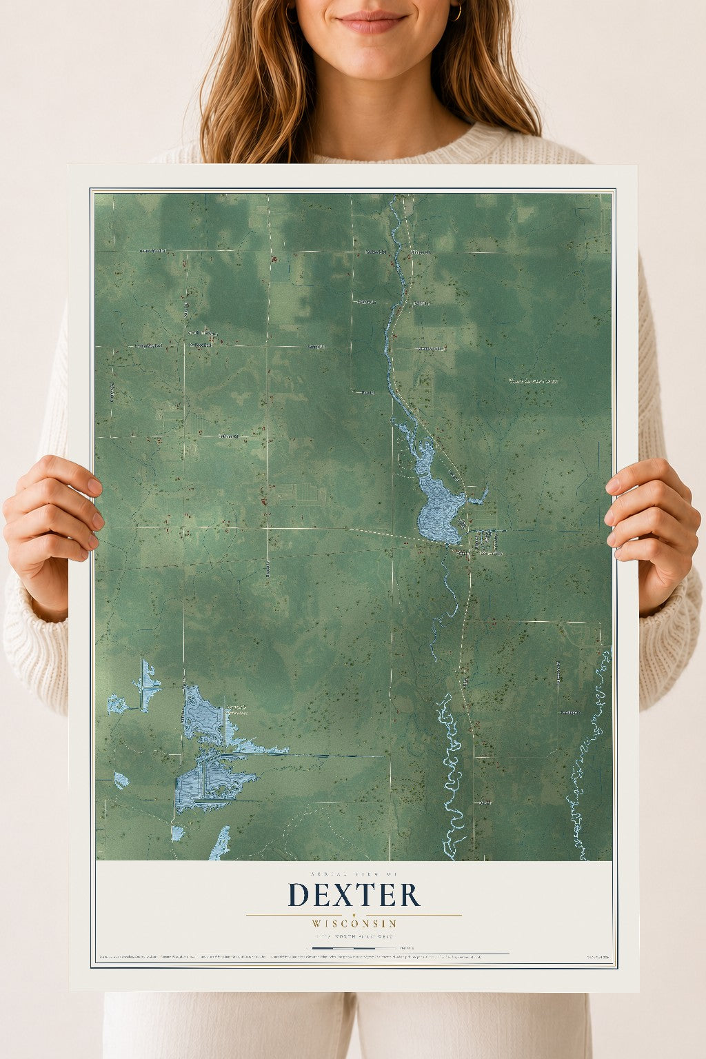 Map of Dexter, Wisconsin, 18 x 24 inch unframed archival matte print