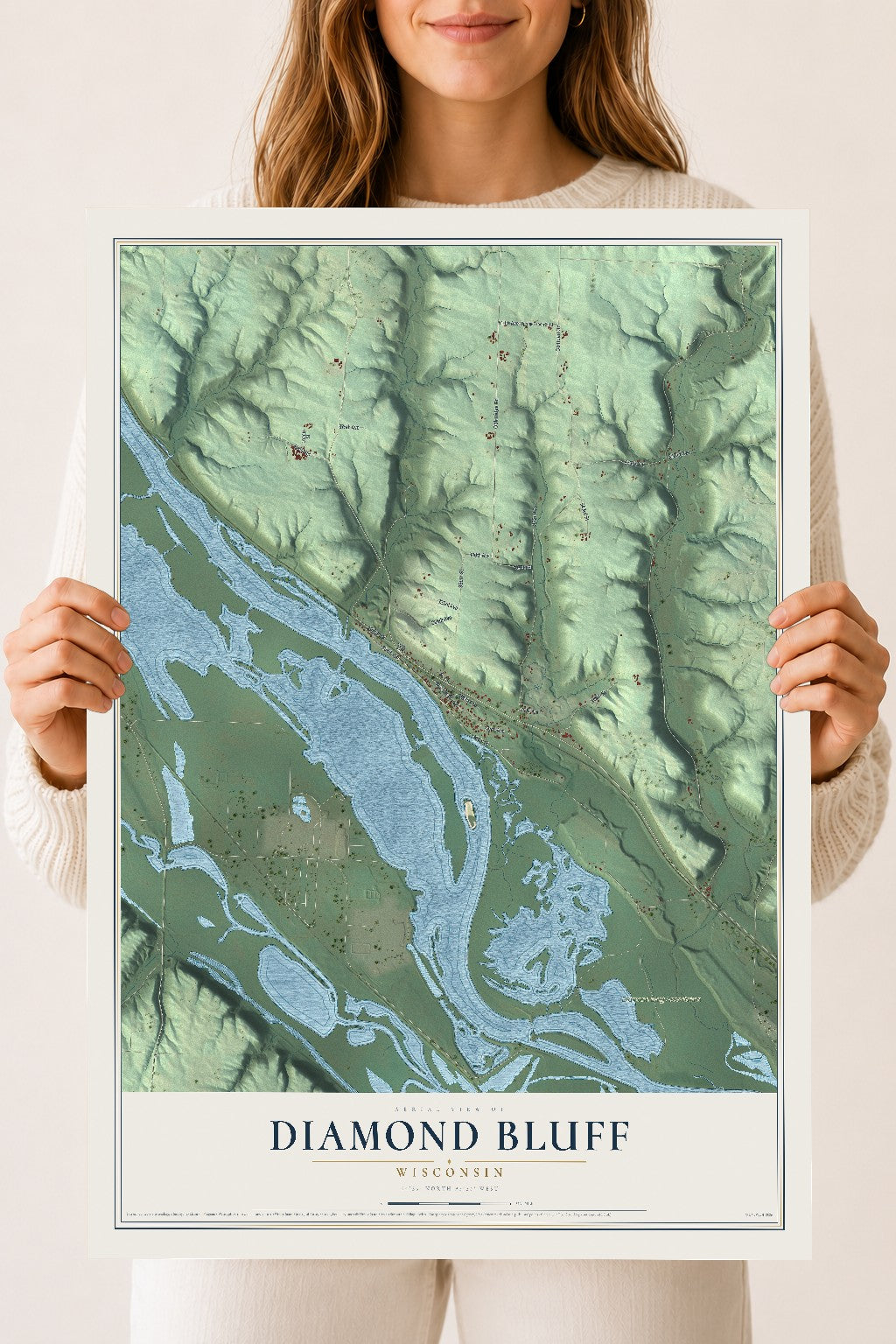 Map of Diamond Bluff, Wisconsin, 18 x 24 inch unframed archival matte print