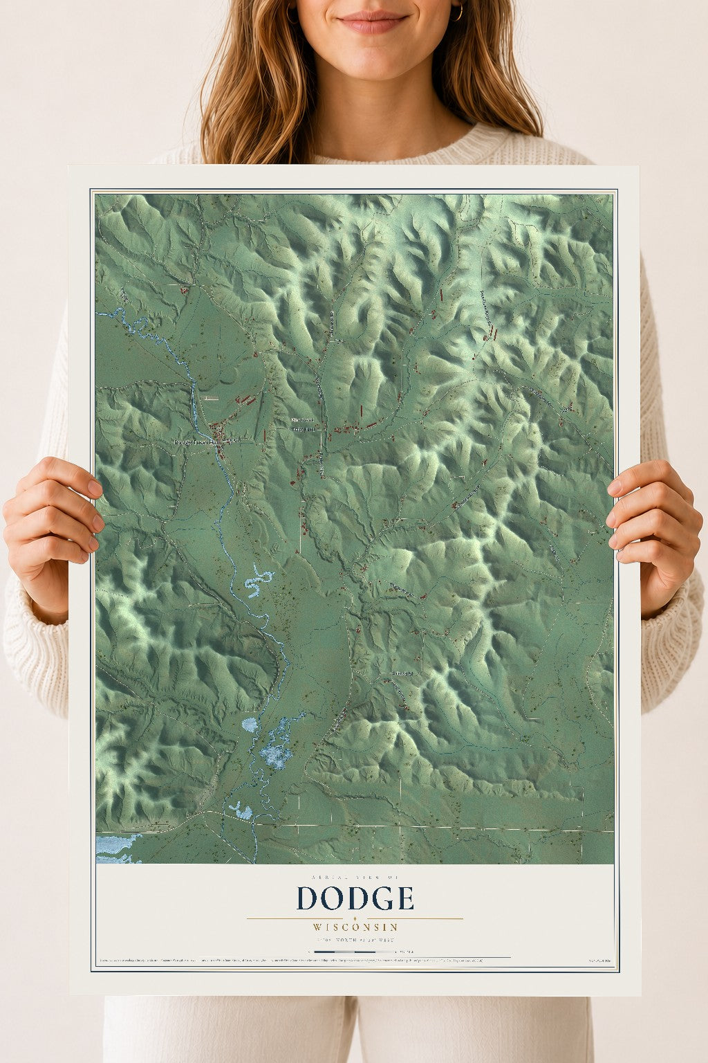 Map of Dodge, Wisconsin, 18 x 24 inch unframed archival matte print