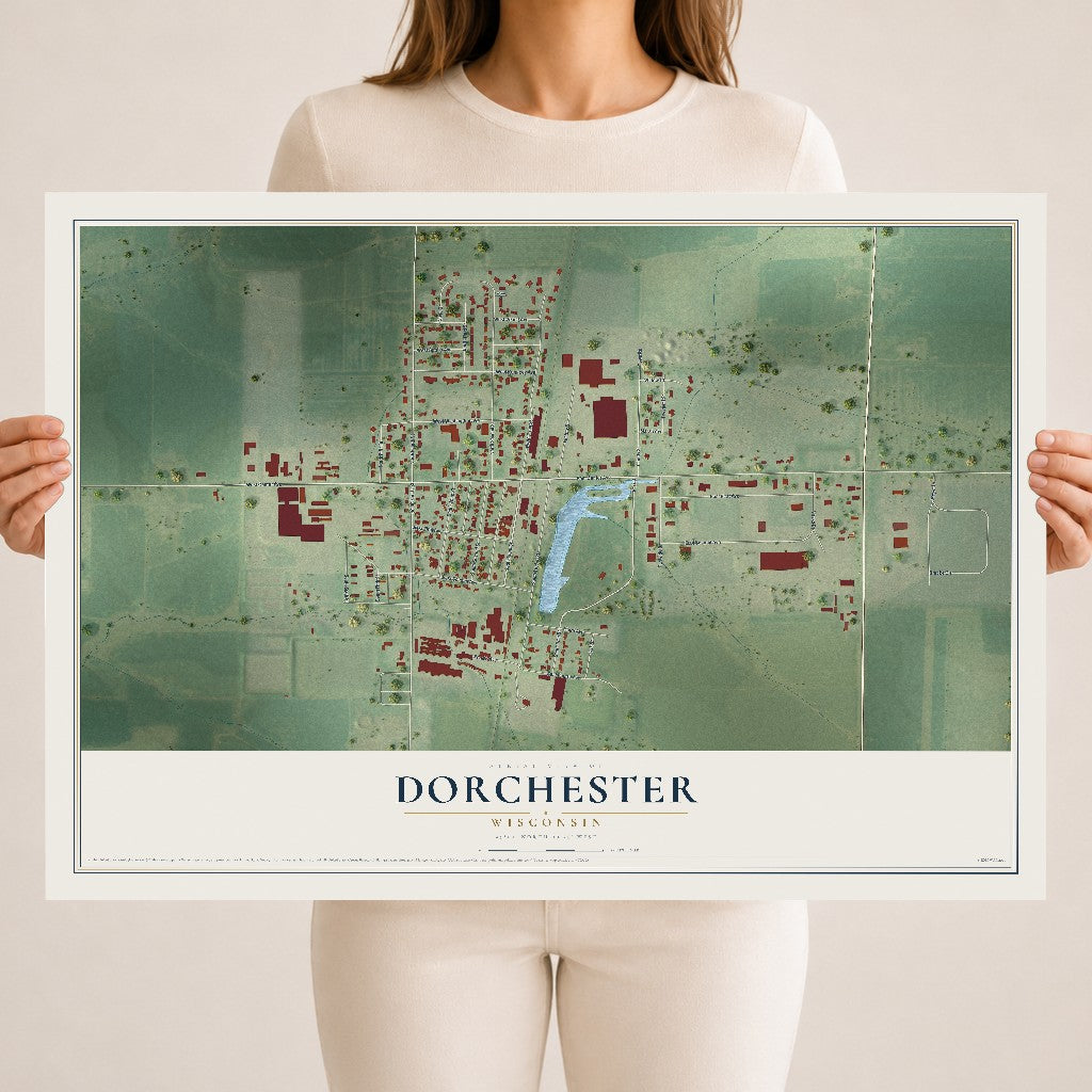 Map of Dorchester, Wisconsin, 18 x 24 inch unframed archival matte print