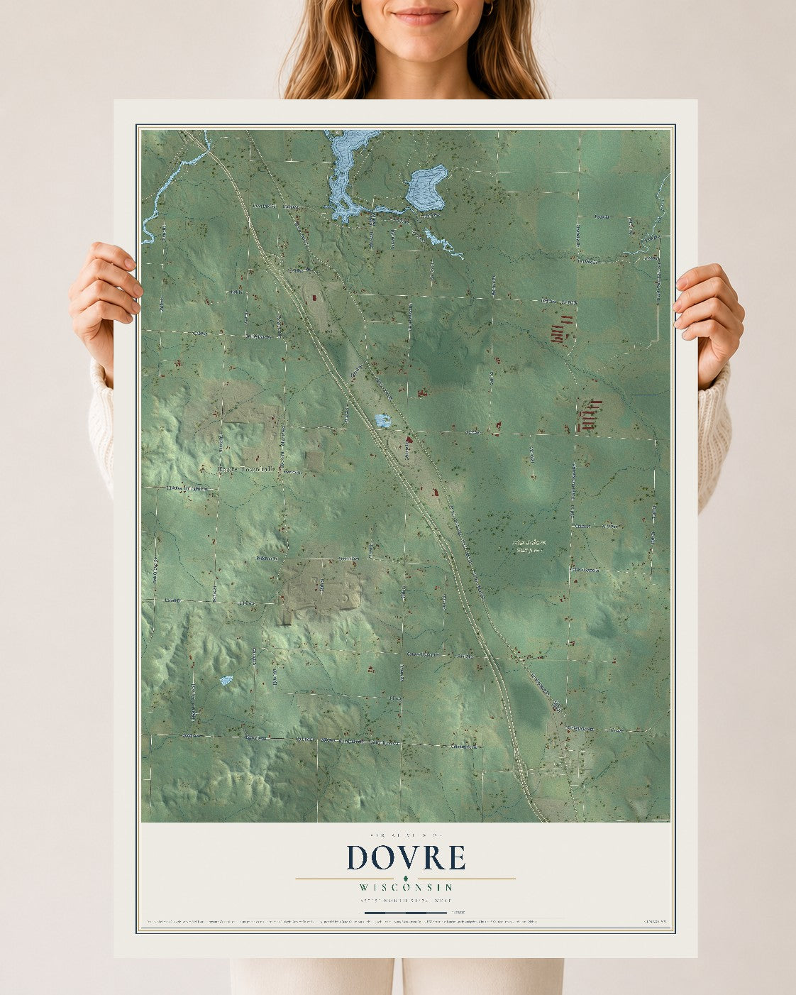 Map of Dovre, Wisconsin, 24 x 36 inch unframed archival matte print