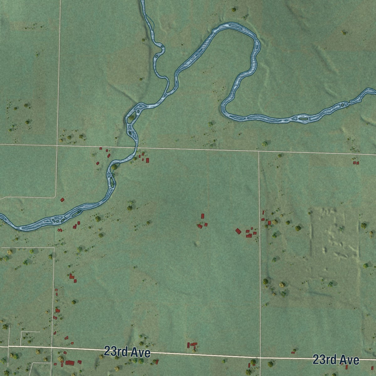 Second close-up of the map of Doyle, Wisconsin print showing more streets and buildings