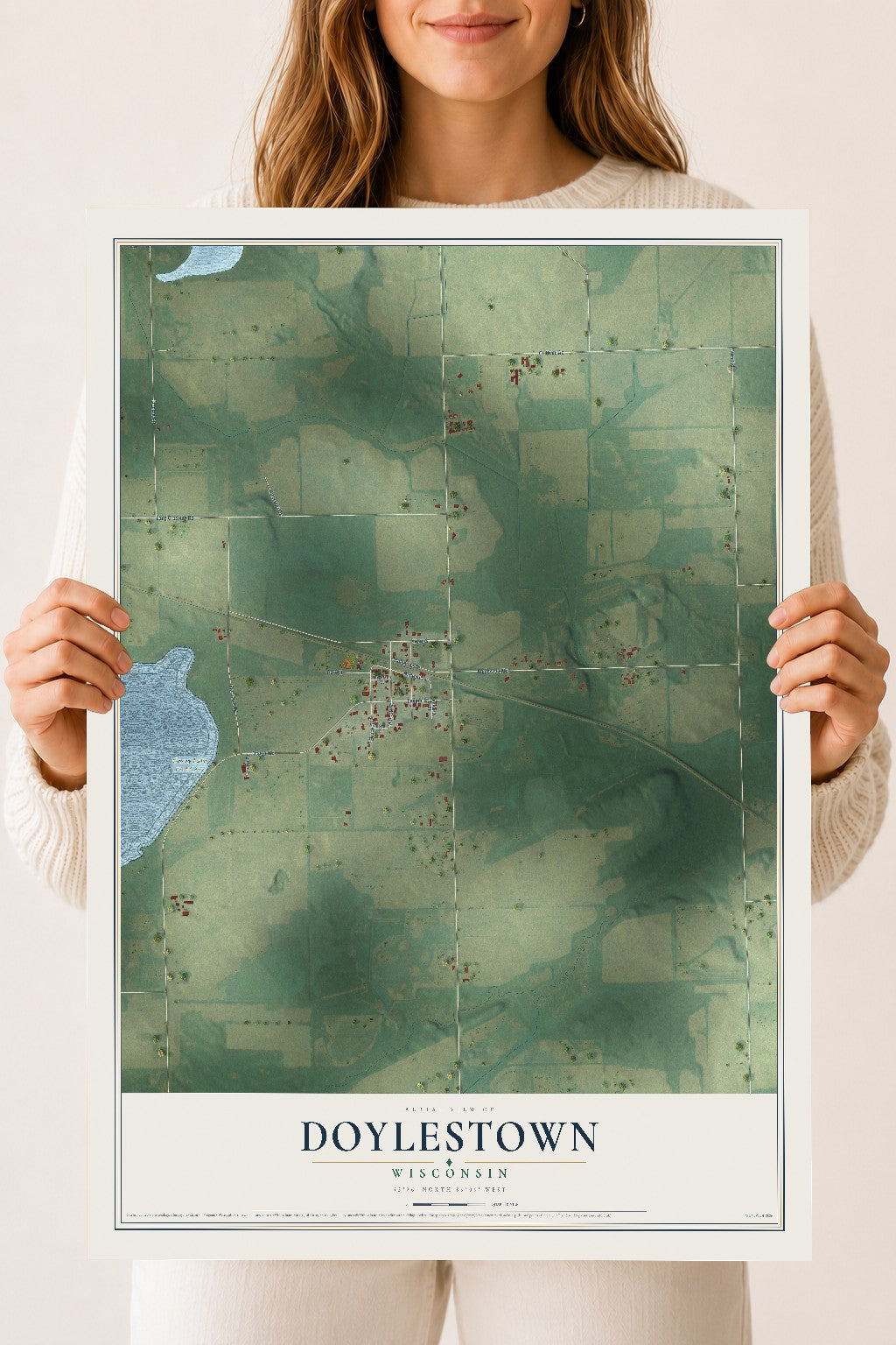 Map of Doylestown, Wisconsin, 18 x 24 inch unframed archival matte print