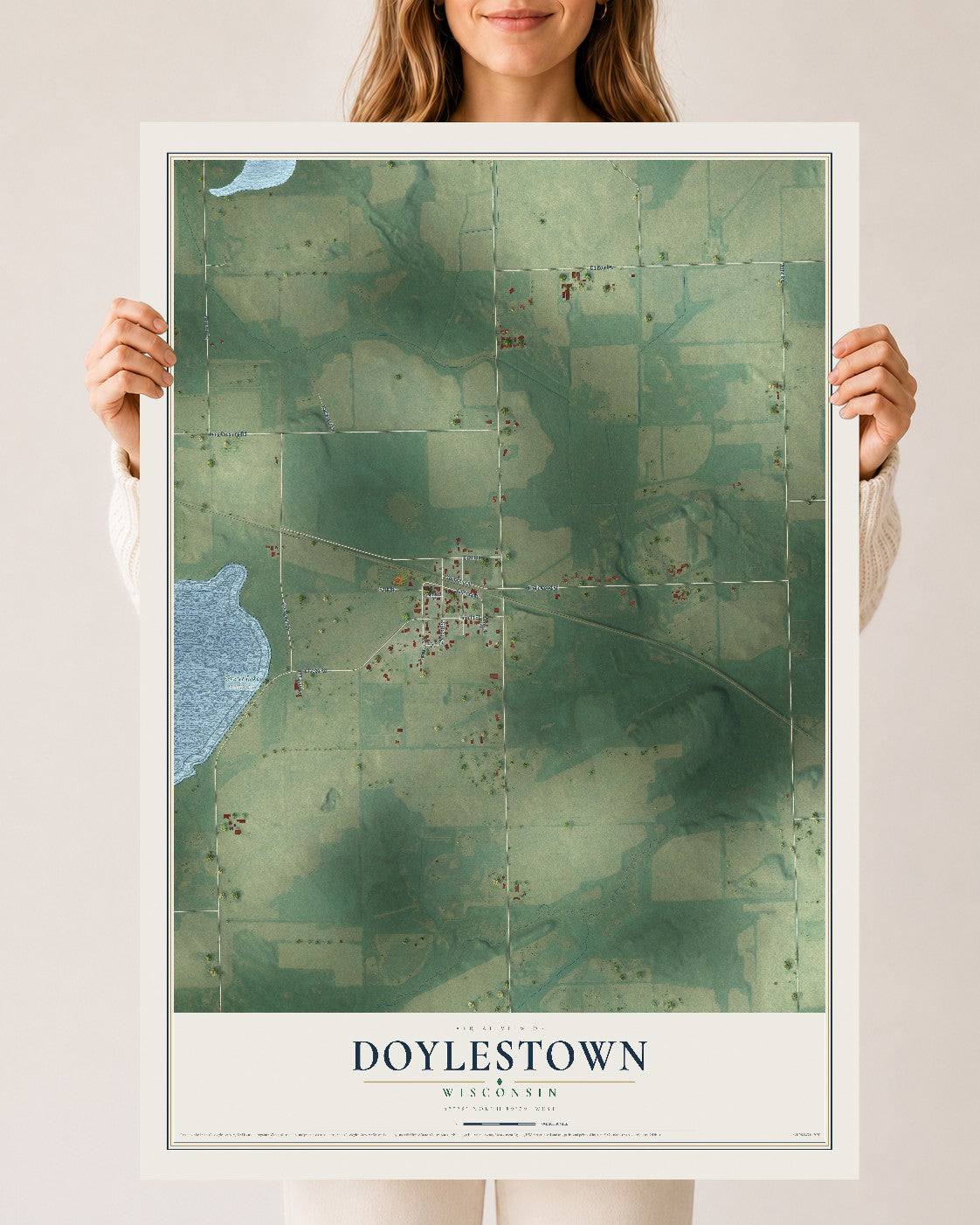 Map of Doylestown, Wisconsin, 24 x 36 inch unframed archival matte print