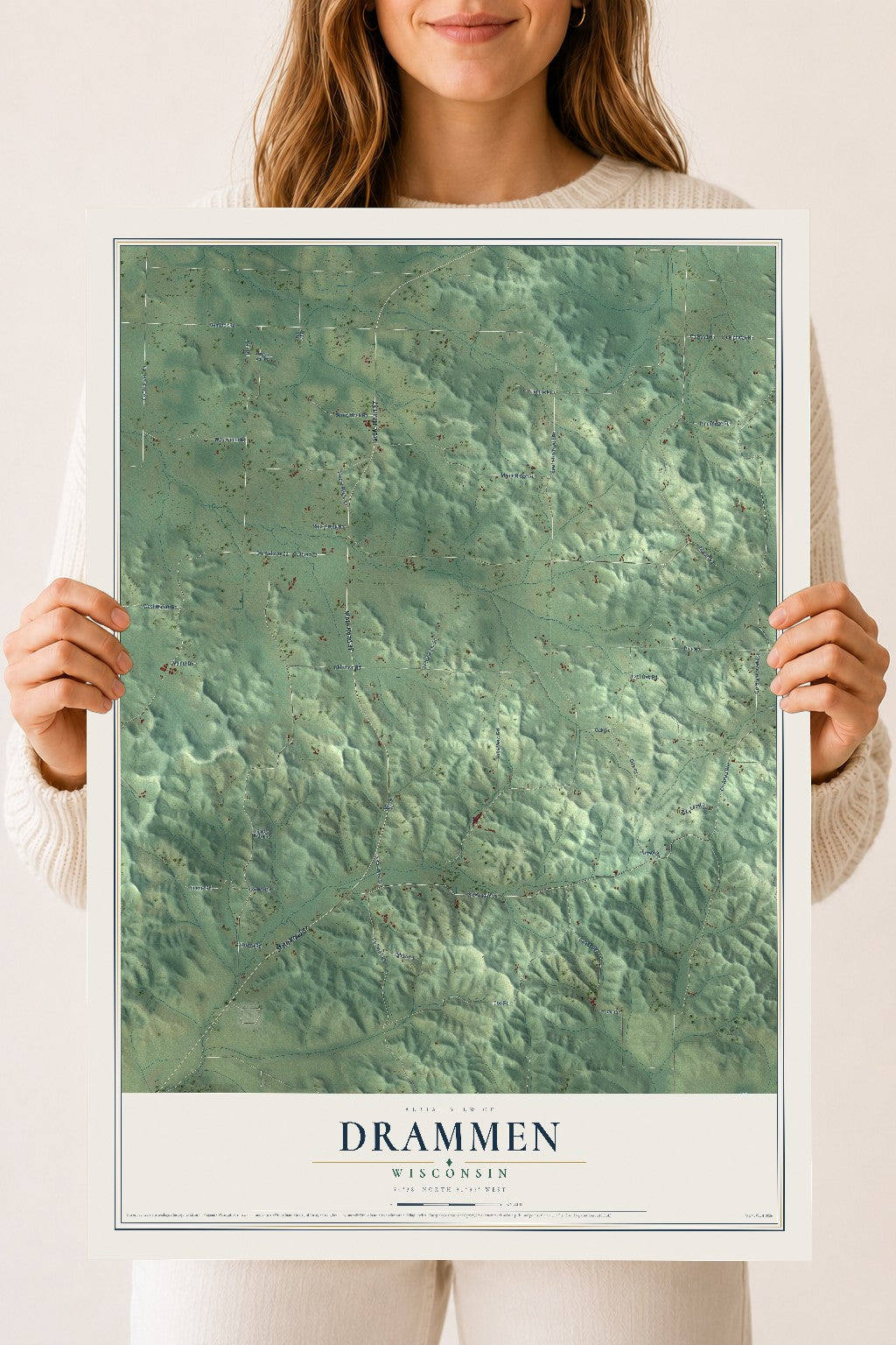 Map of Drammen, Wisconsin, 18 x 24 inch unframed archival matte print