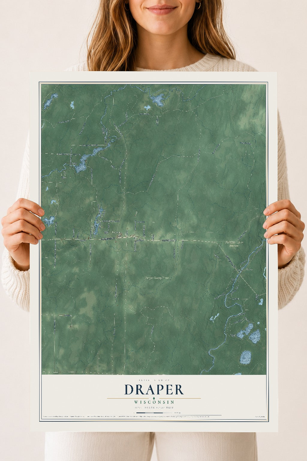 Map of Draper, Wisconsin, 18 x 24 inch unframed archival matte print