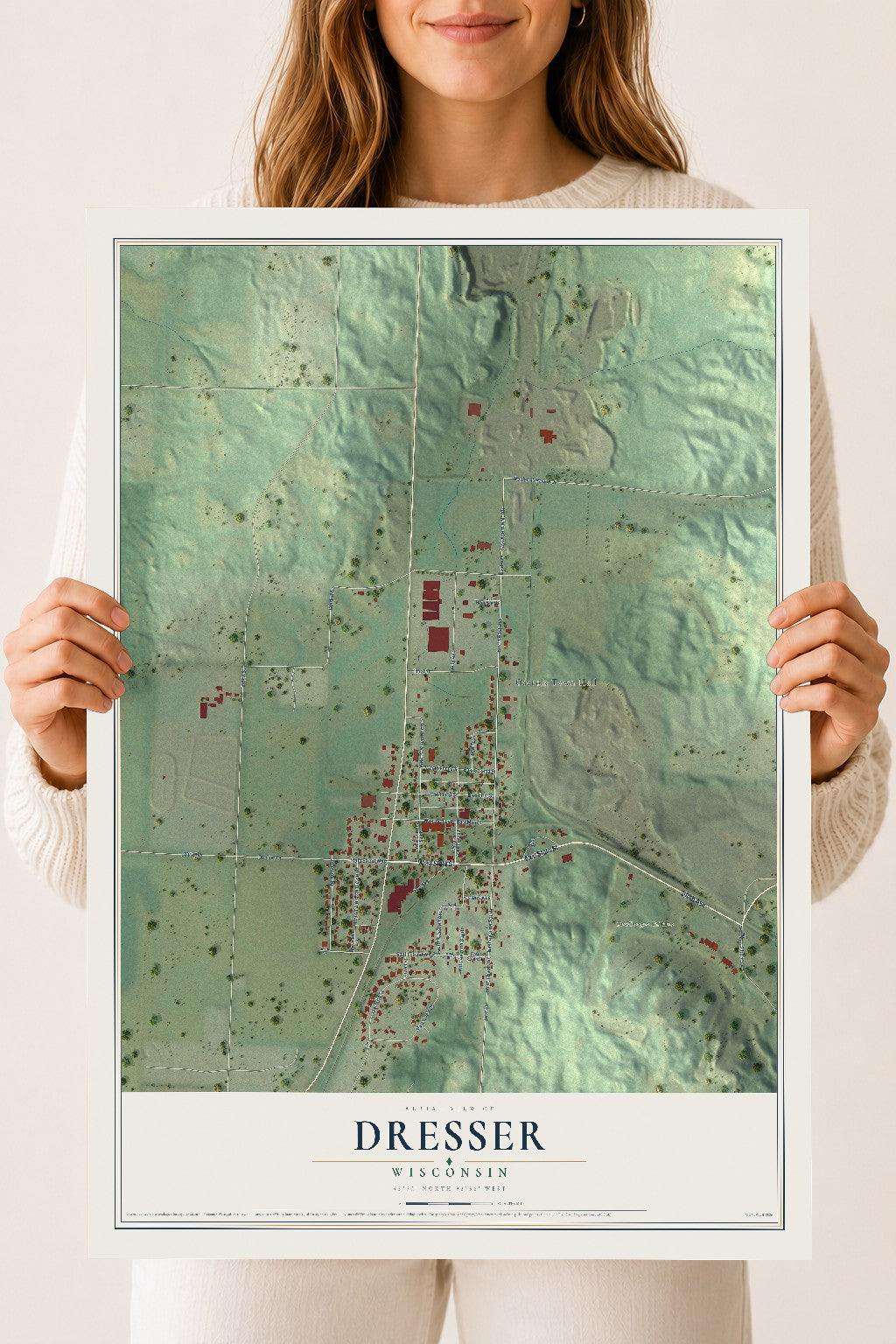 Map of Dresser, Wisconsin, 18 x 24 inch unframed archival matte print