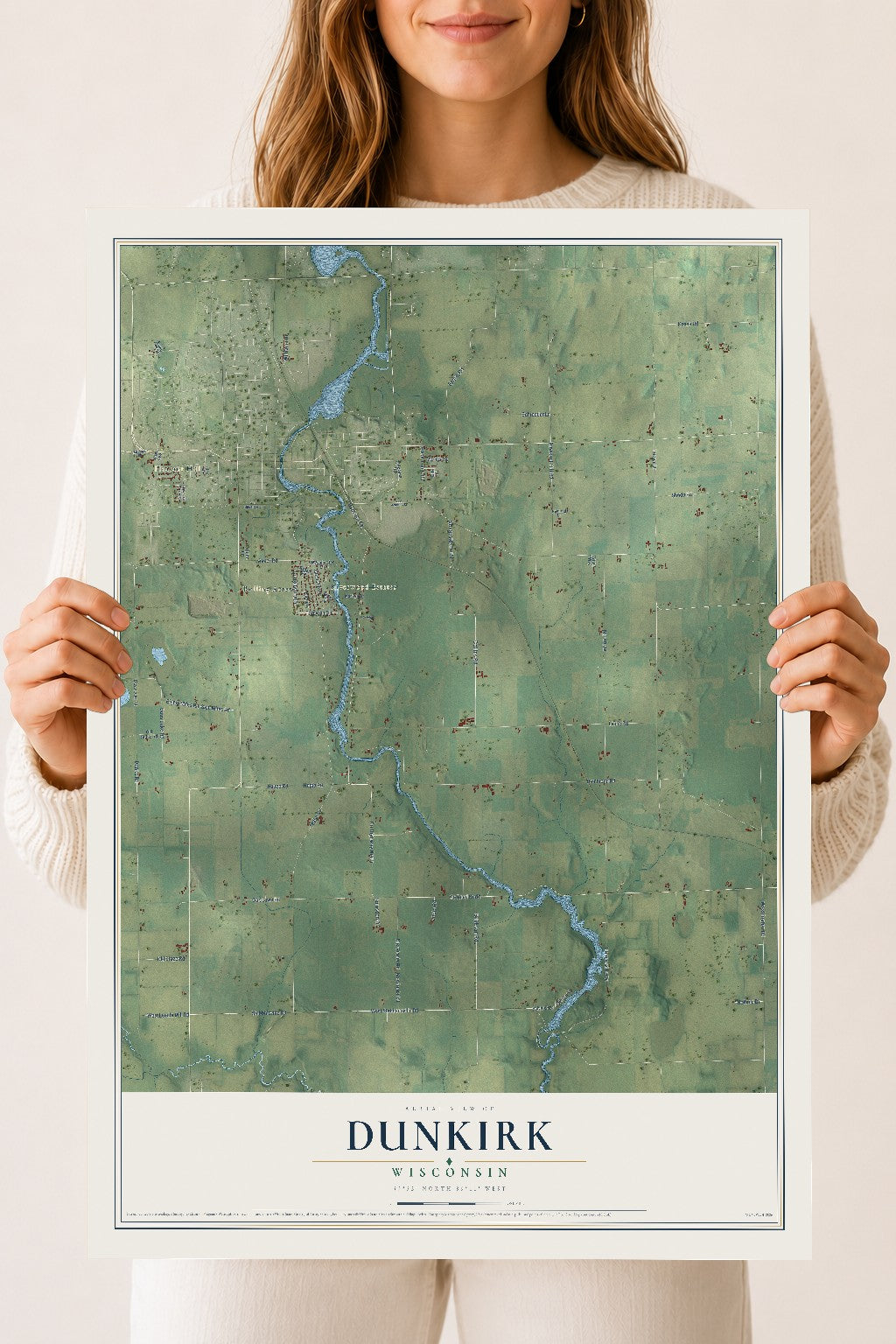 Map of Dunkirk, Wisconsin, 18 x 24 inch unframed archival matte print