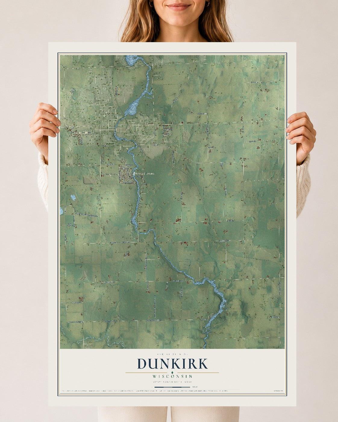 Map of Dunkirk, Wisconsin, 24 x 36 inch unframed archival matte print