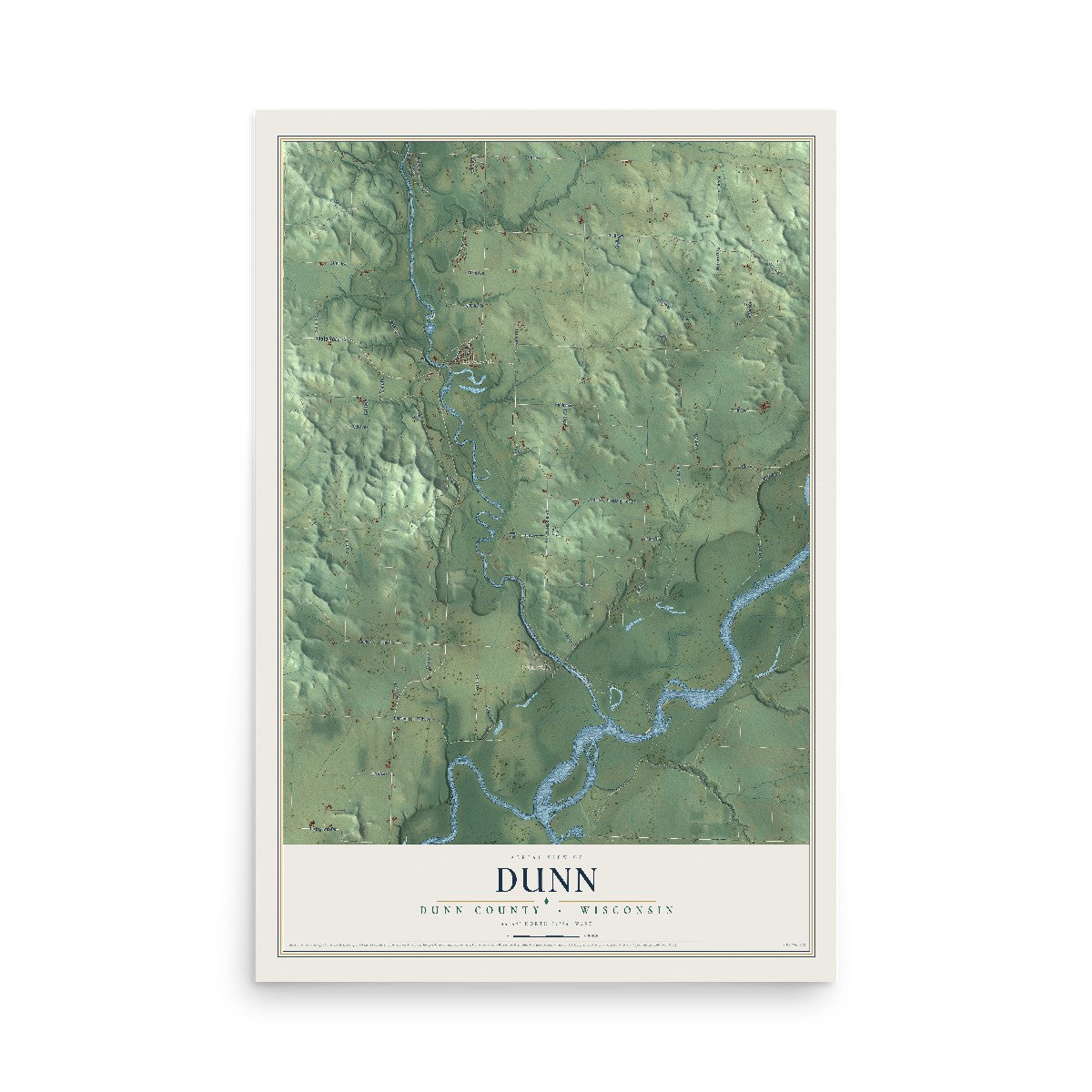 Map of Dunn, Dunn County, Wisconsin, 12 x 18 inch unframed archival matte print