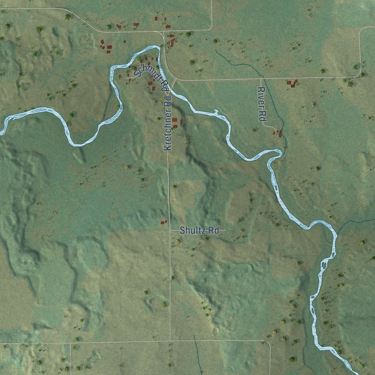 Second close-up of the map of Dupont, Wisconsin print showing more streets and buildings