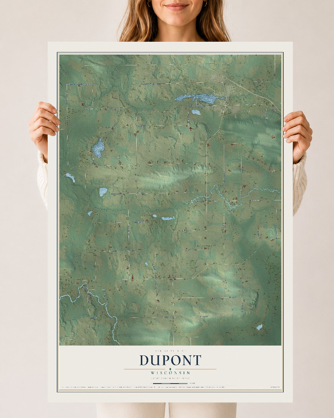 Map of Dupont, Wisconsin, 24 x 36 inch unframed archival matte print