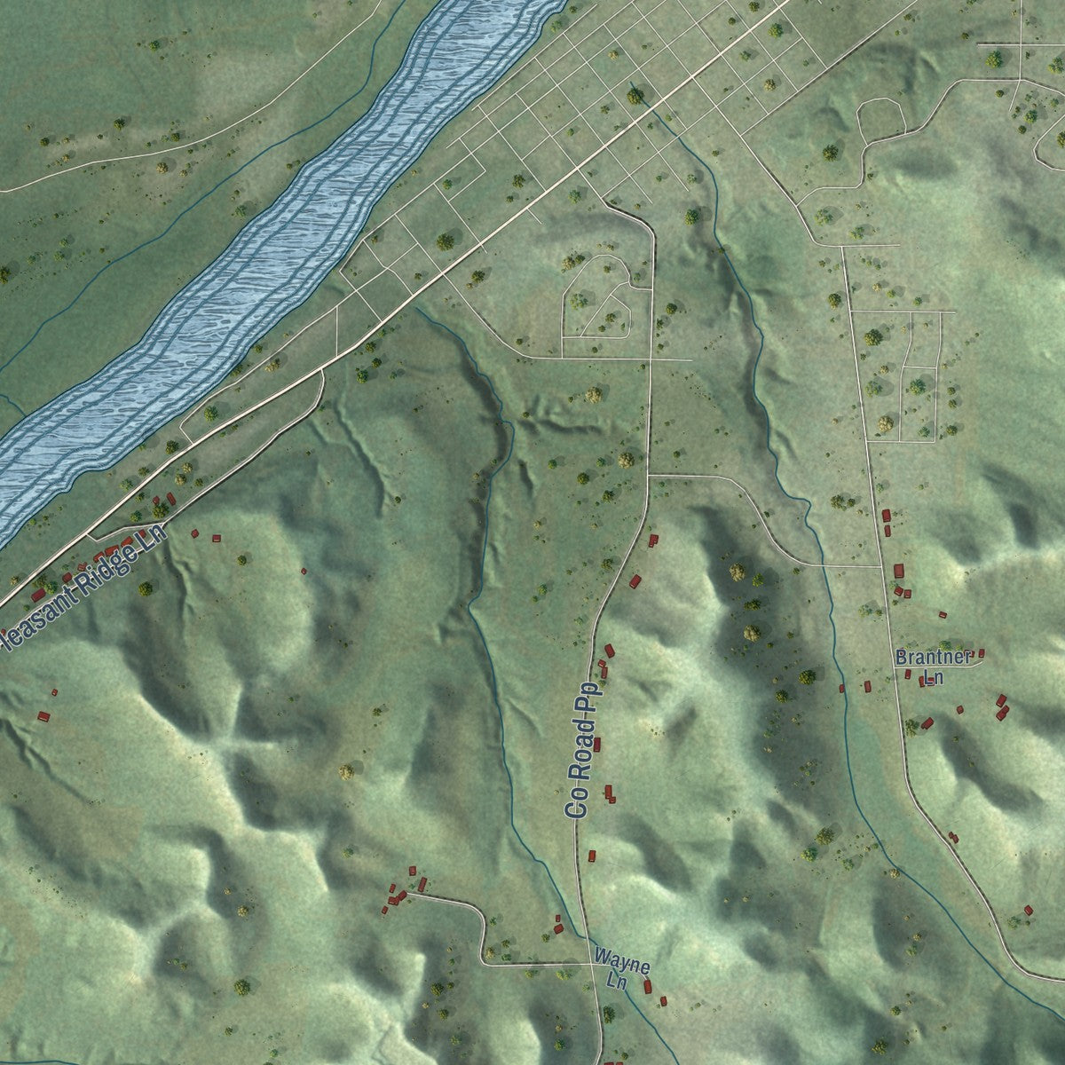 Close-up of the map of the Town of Durand, Wisconsin print showing street and building detail