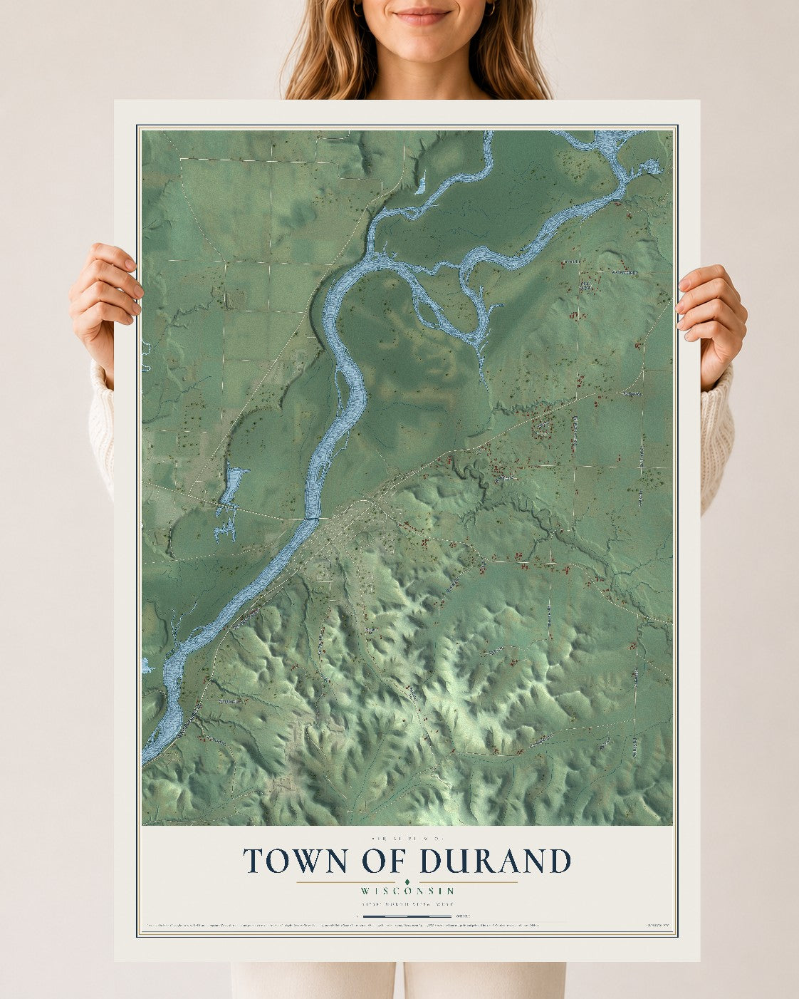 Map of the Town of Durand, Wisconsin, 24 x 36 inch unframed archival matte print